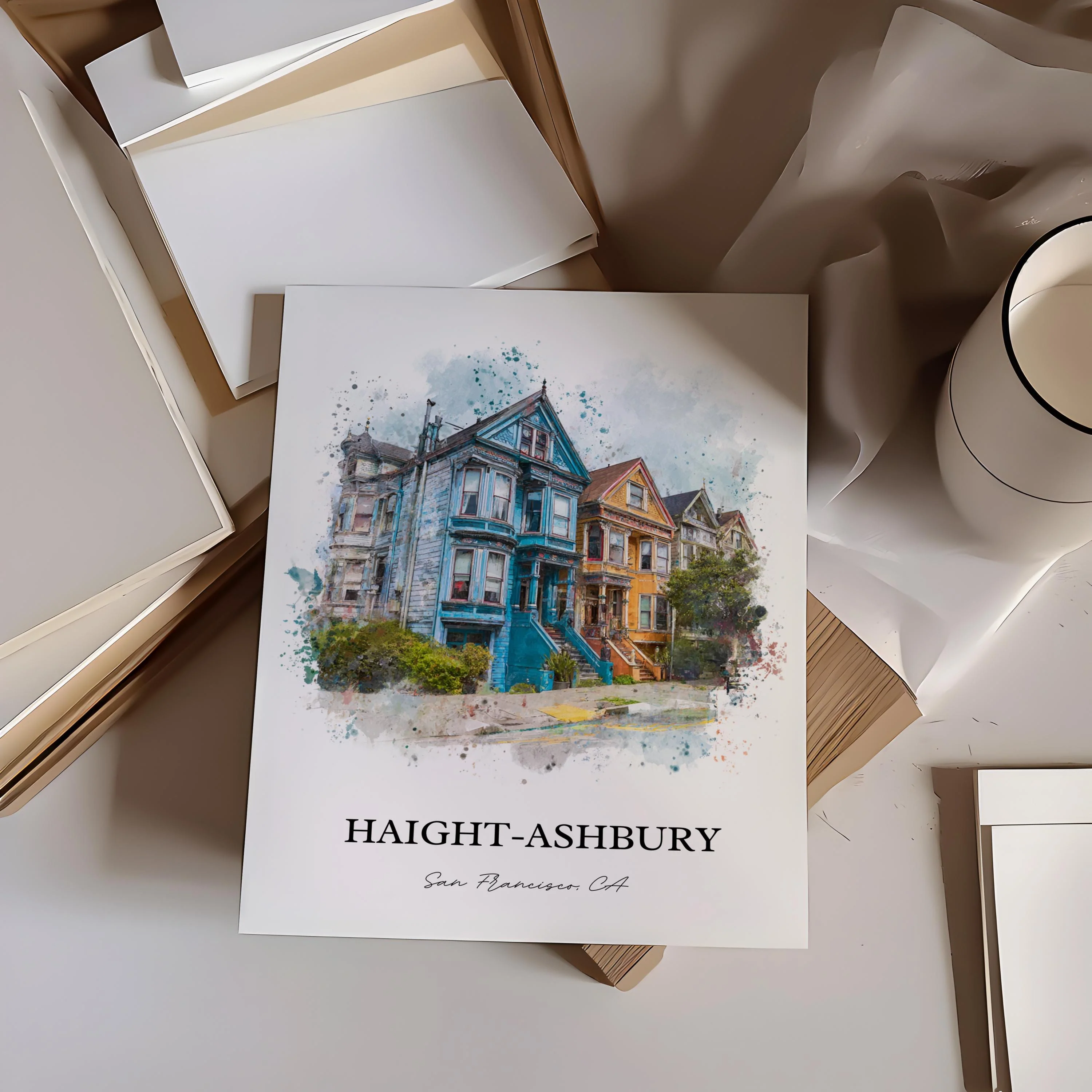 Haight-Ashbury, California – Watercolor Art Print - Image 7