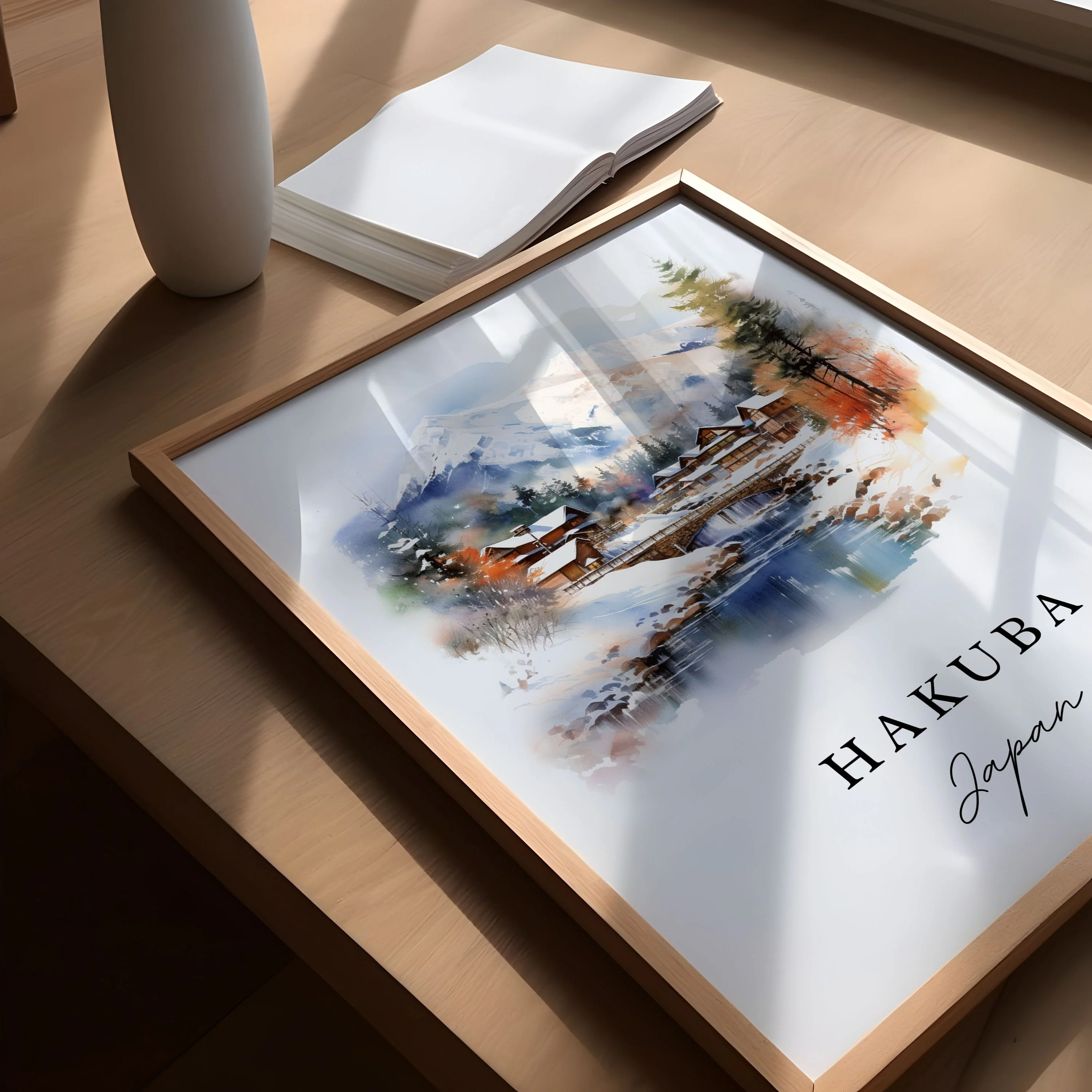 Hakuba, Japan – Watercolor Art Print - Image 3