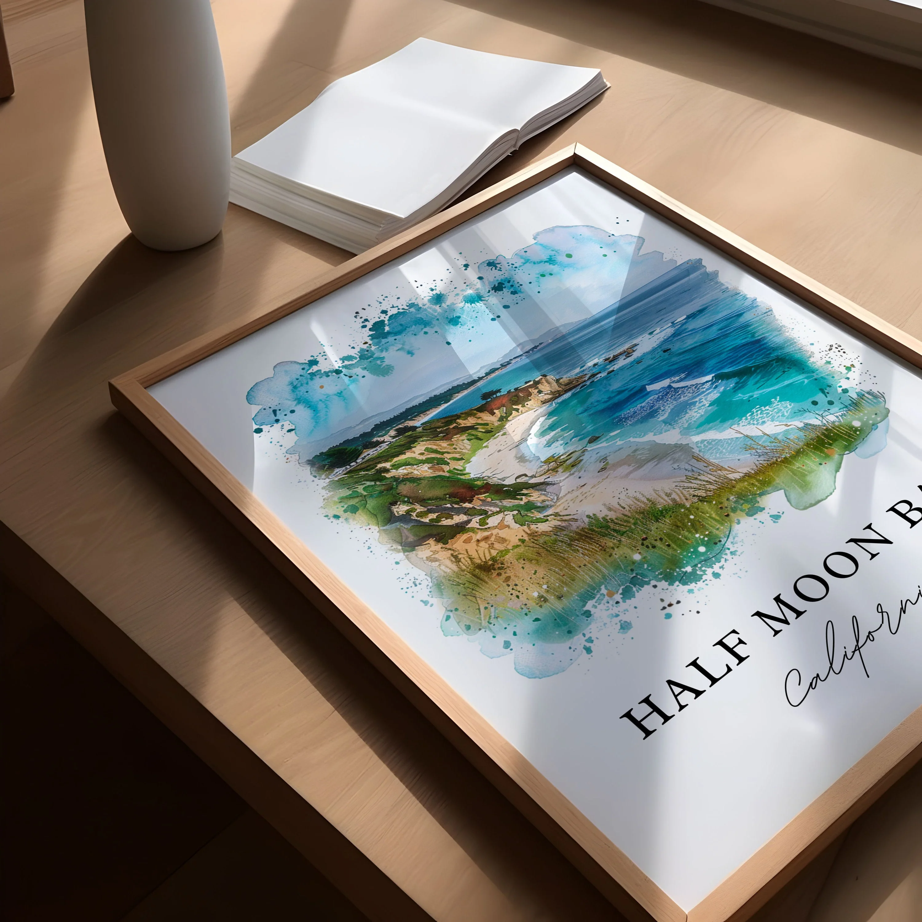 Half Moon Bay, USA – Watercolor Art Print - Image 3