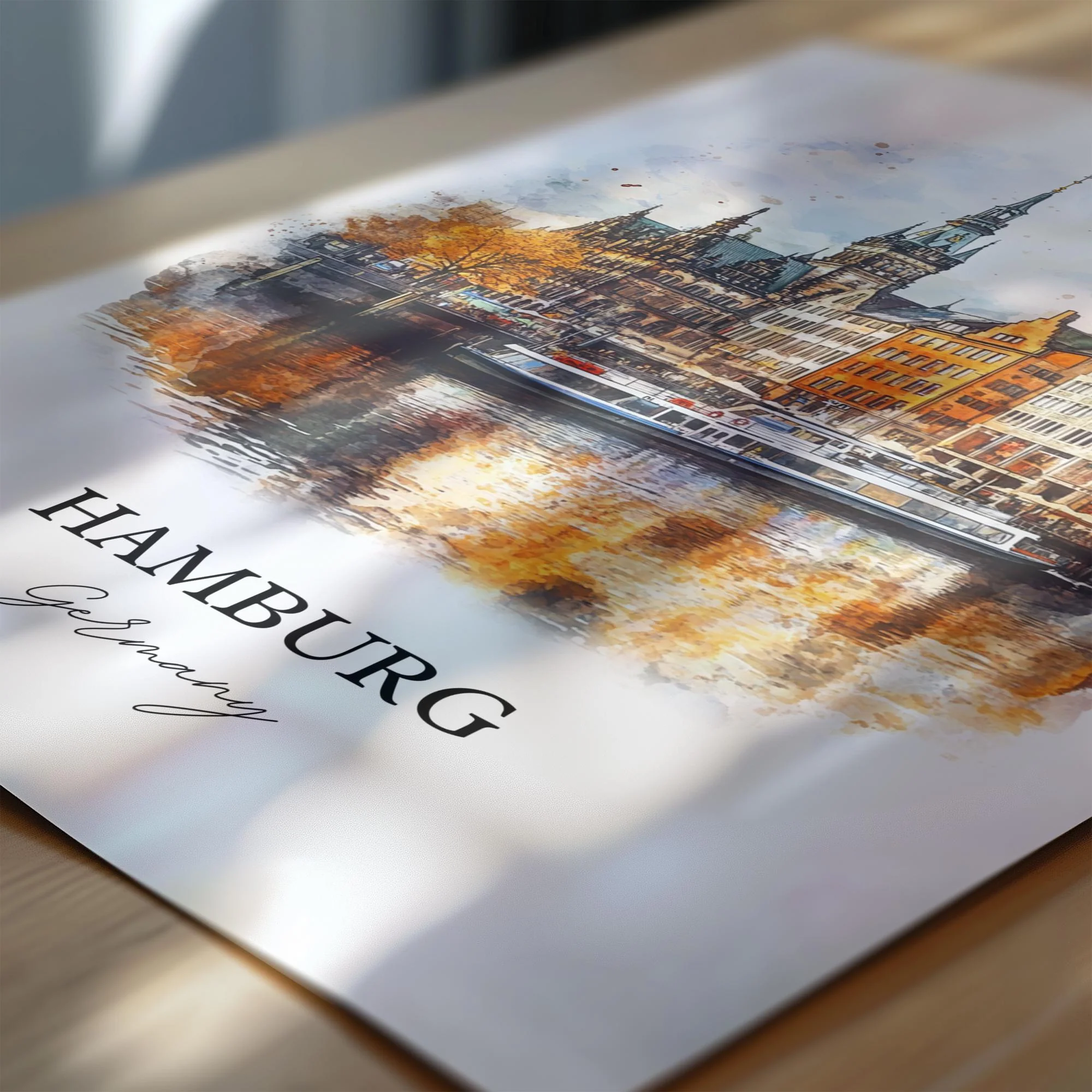 Hamburg, Germany – Watercolor Art Print - Image 2
