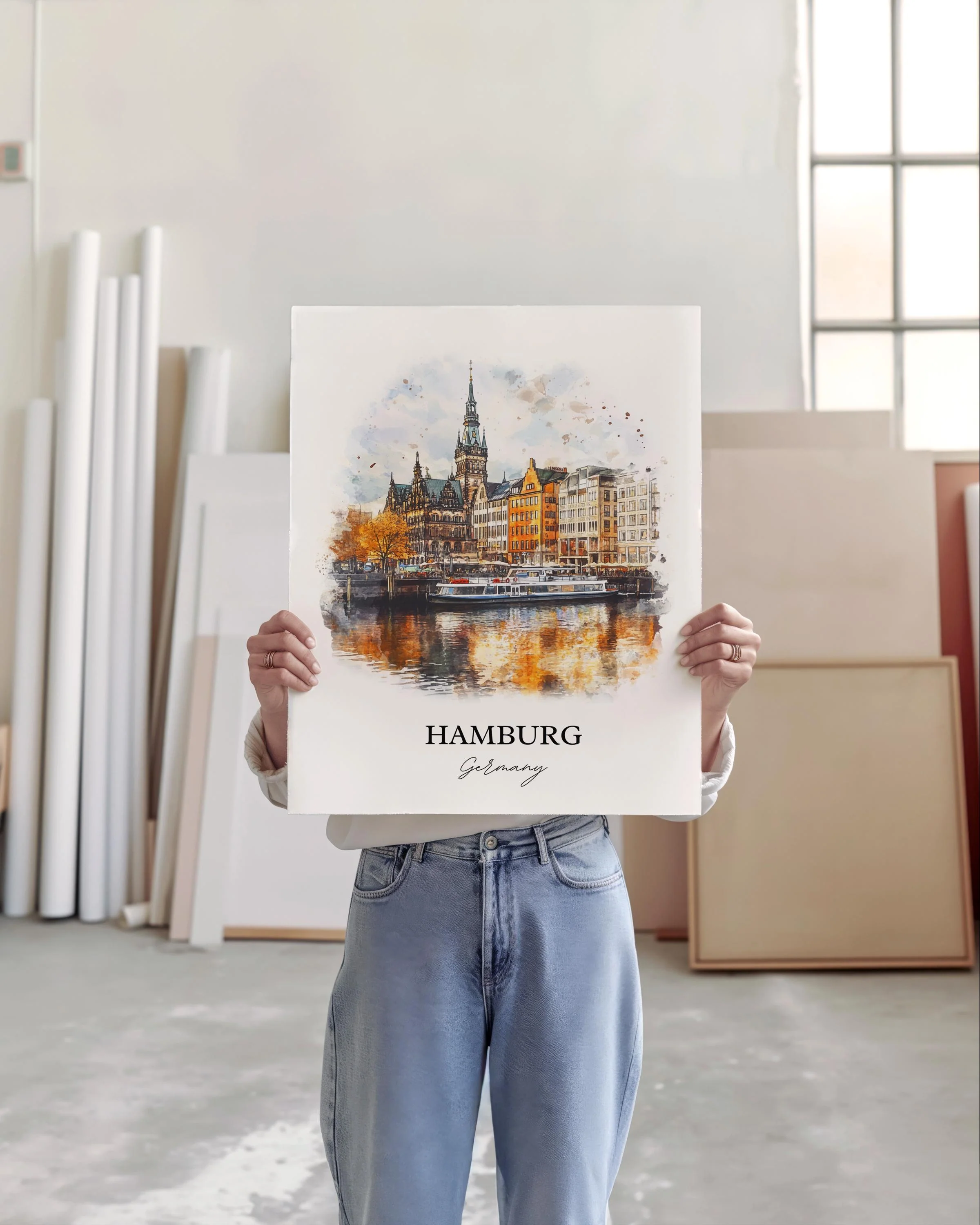 Hamburg, Germany – Watercolor Art Print - Image 3