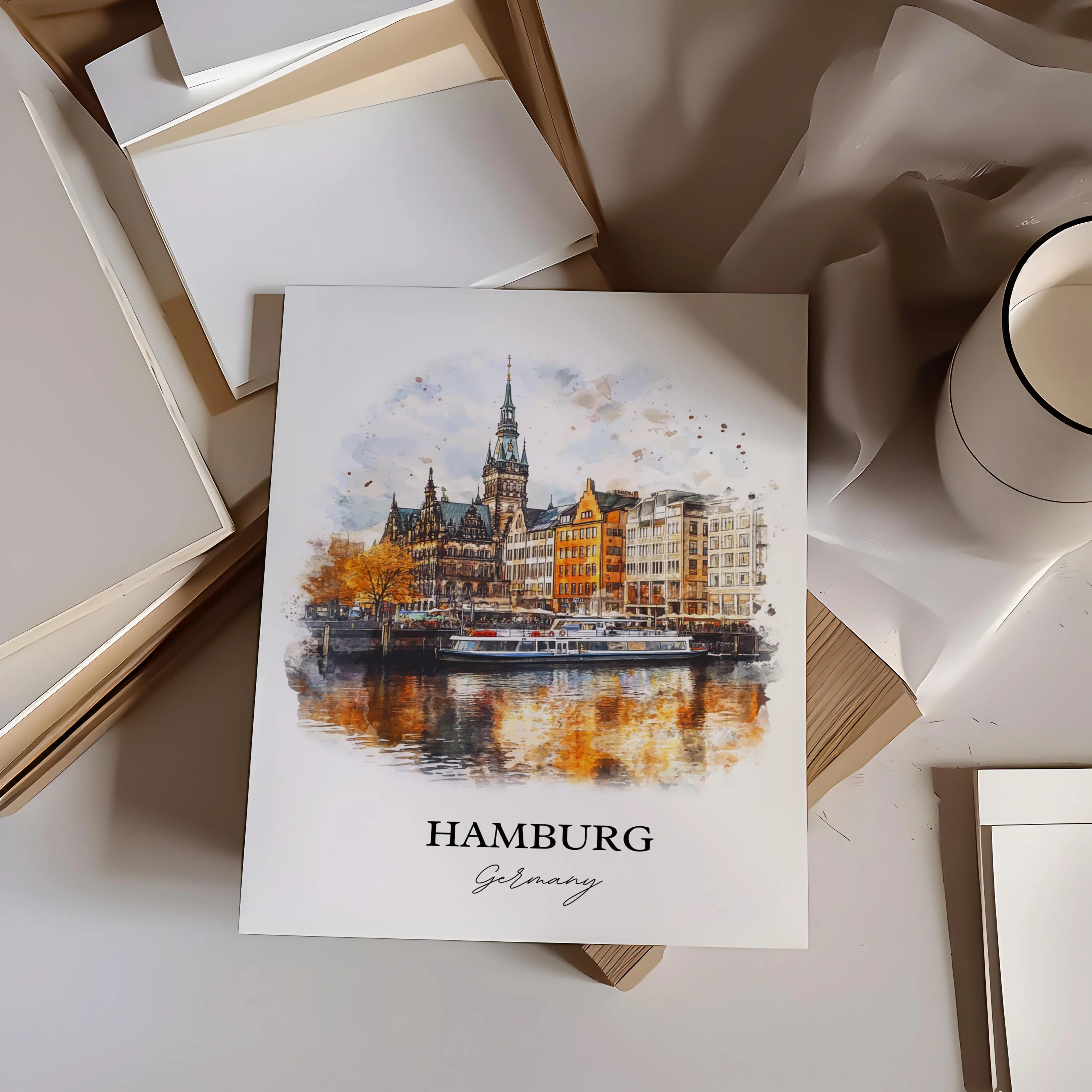 Hamburg, Germany – Watercolor Art Print - Image 4