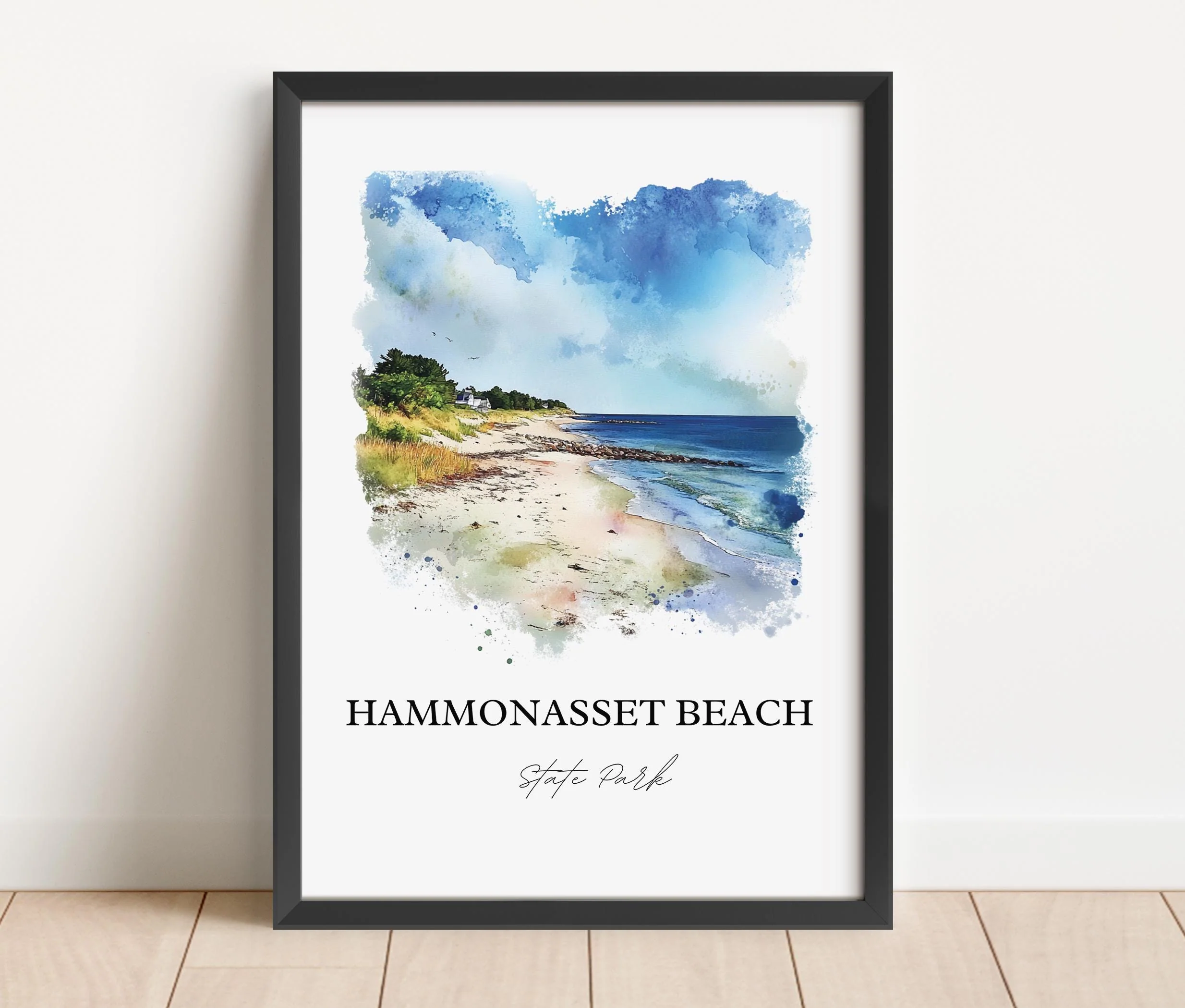 Hammonasset Beach, Connecticut, Connecticut – Watercolor Art Print - Image 3