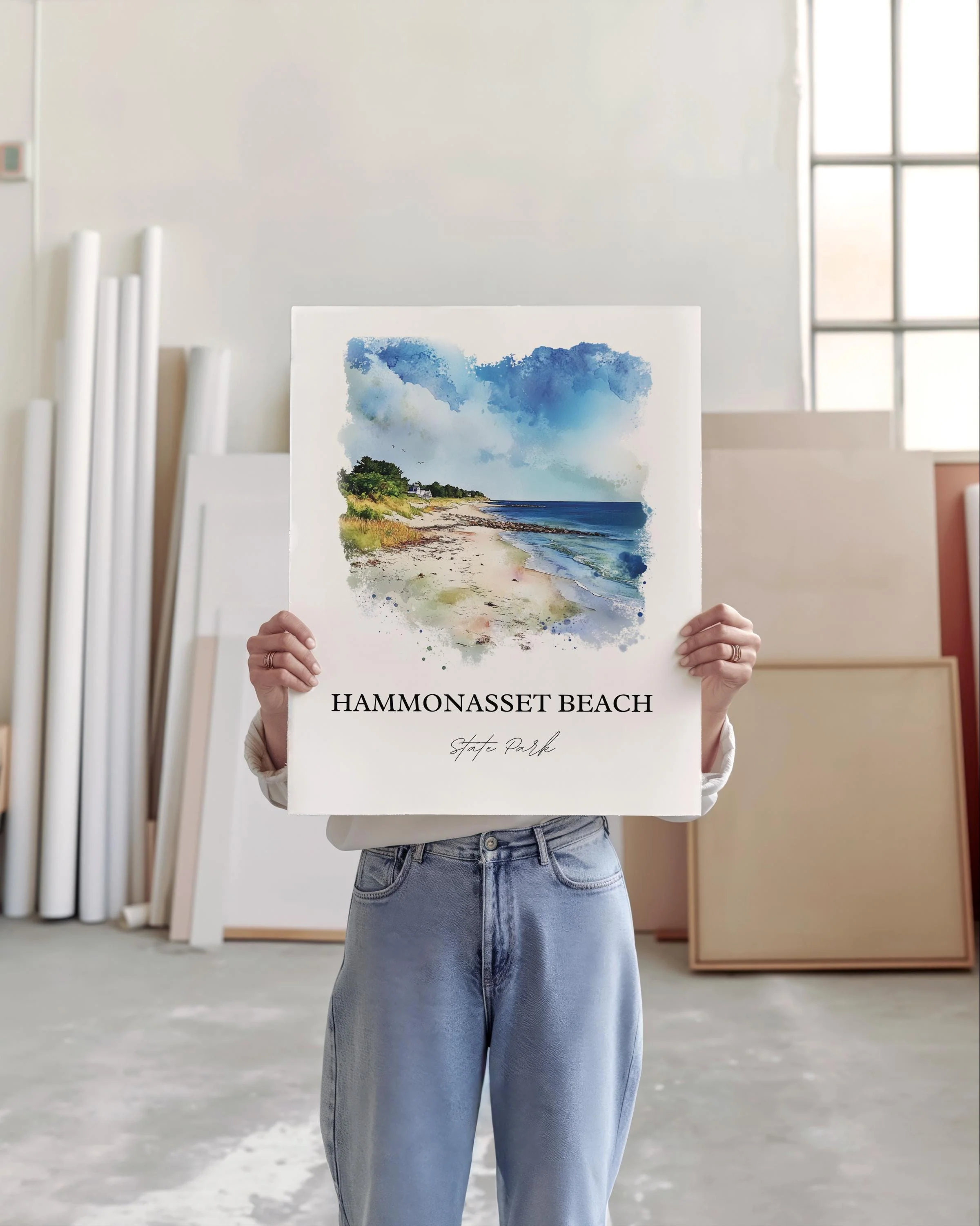 Hammonasset Beach, Connecticut, Connecticut – Watercolor Art Print - Image 4