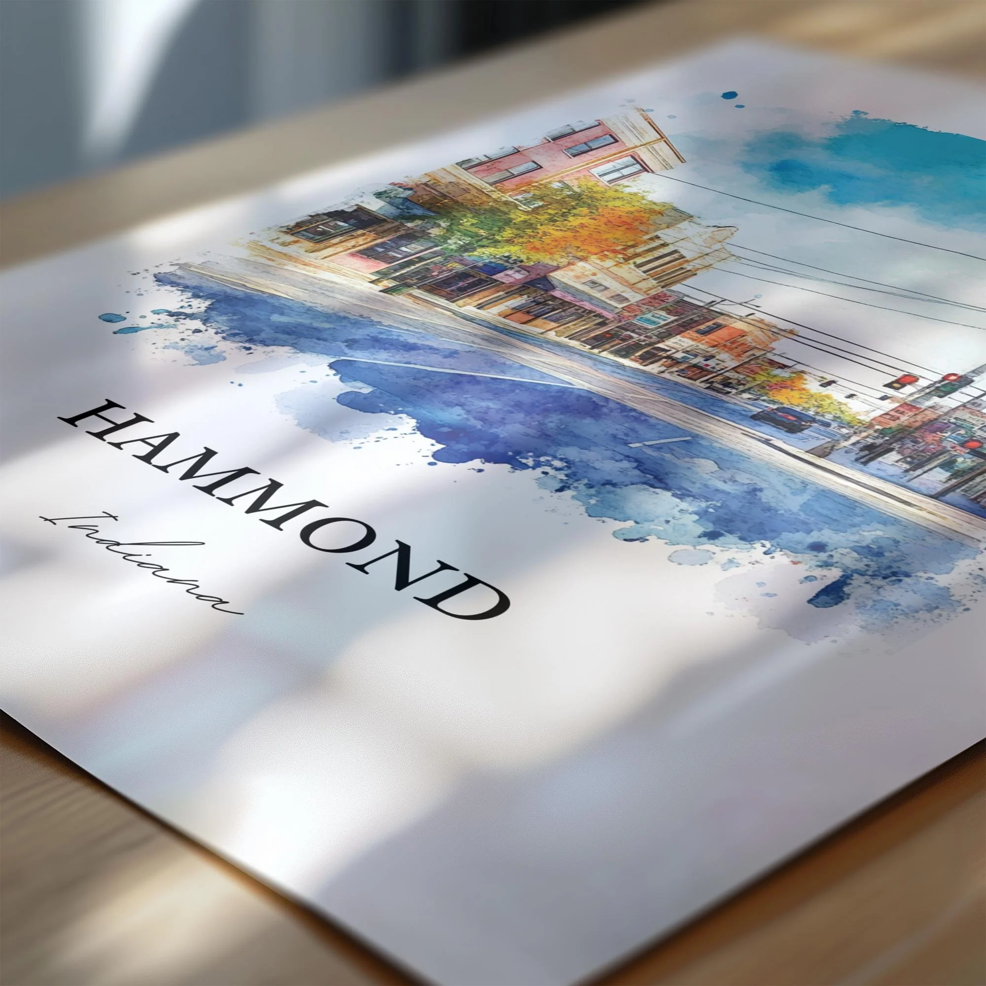 Hammond, Indiana, Indiana – Watercolor Art Print - Image 2