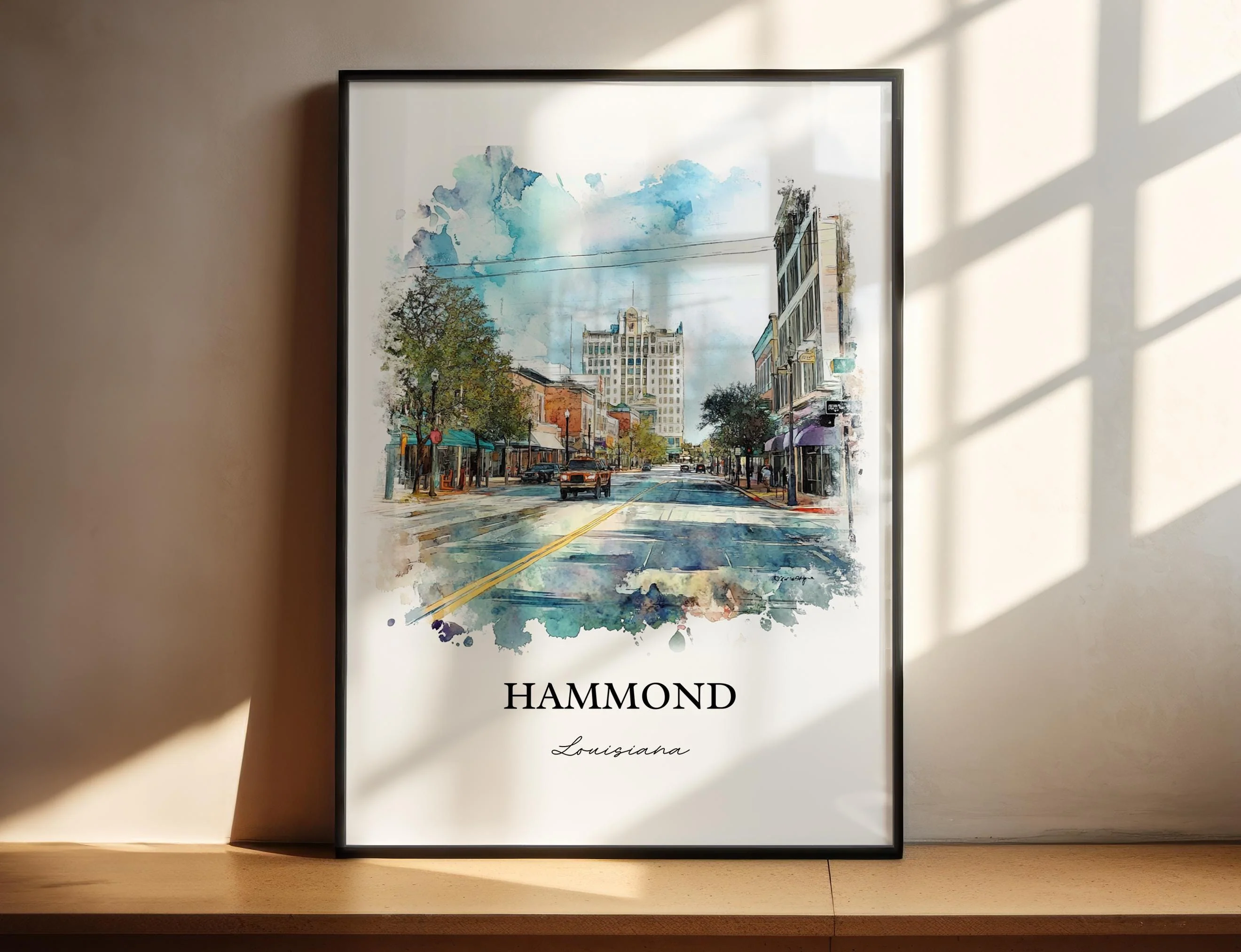 Hammond, Louisiana, Louisiana – Watercolor Art Print