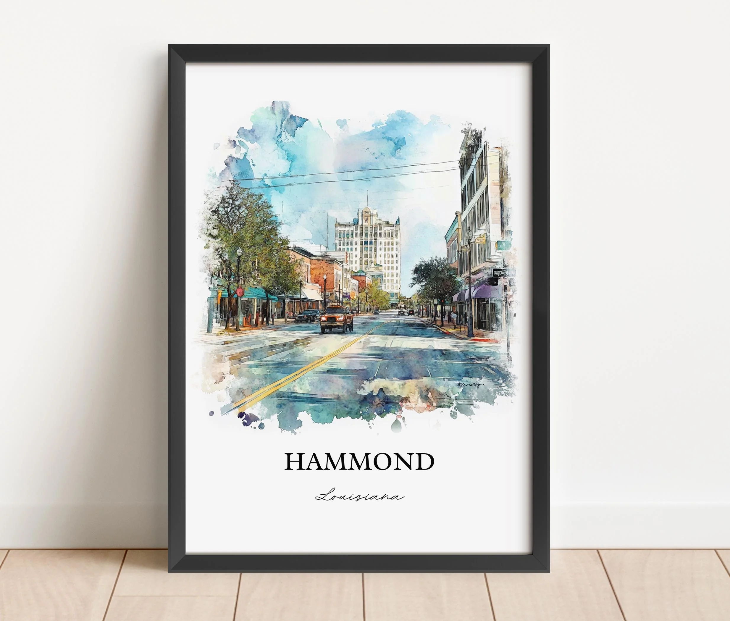 Hammond, Louisiana, Louisiana – Watercolor Art Print - Image 5