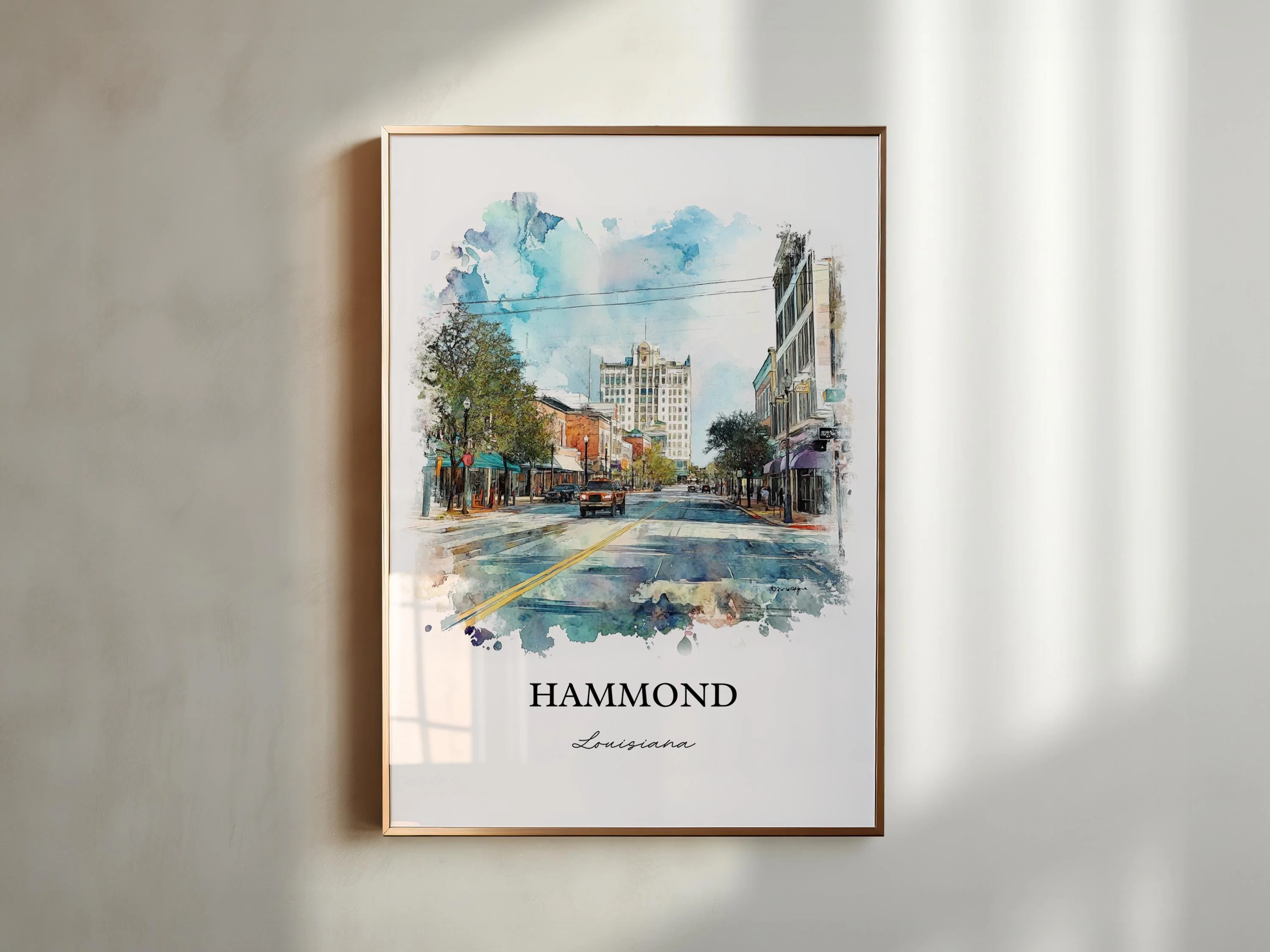 Hammond, Louisiana, Louisiana – Watercolor Art Print - Image 6