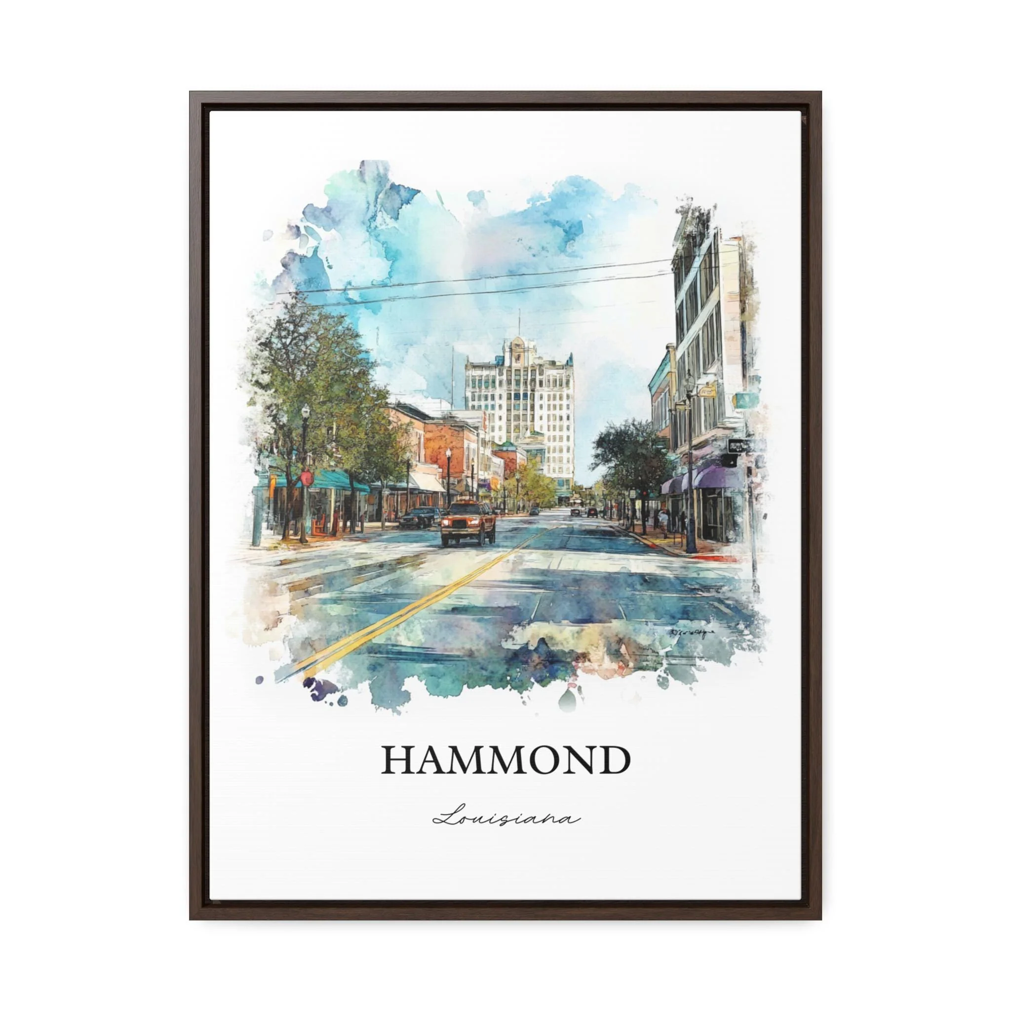 Hammond, Louisiana, Louisiana – Watercolor Art Print - Image 7