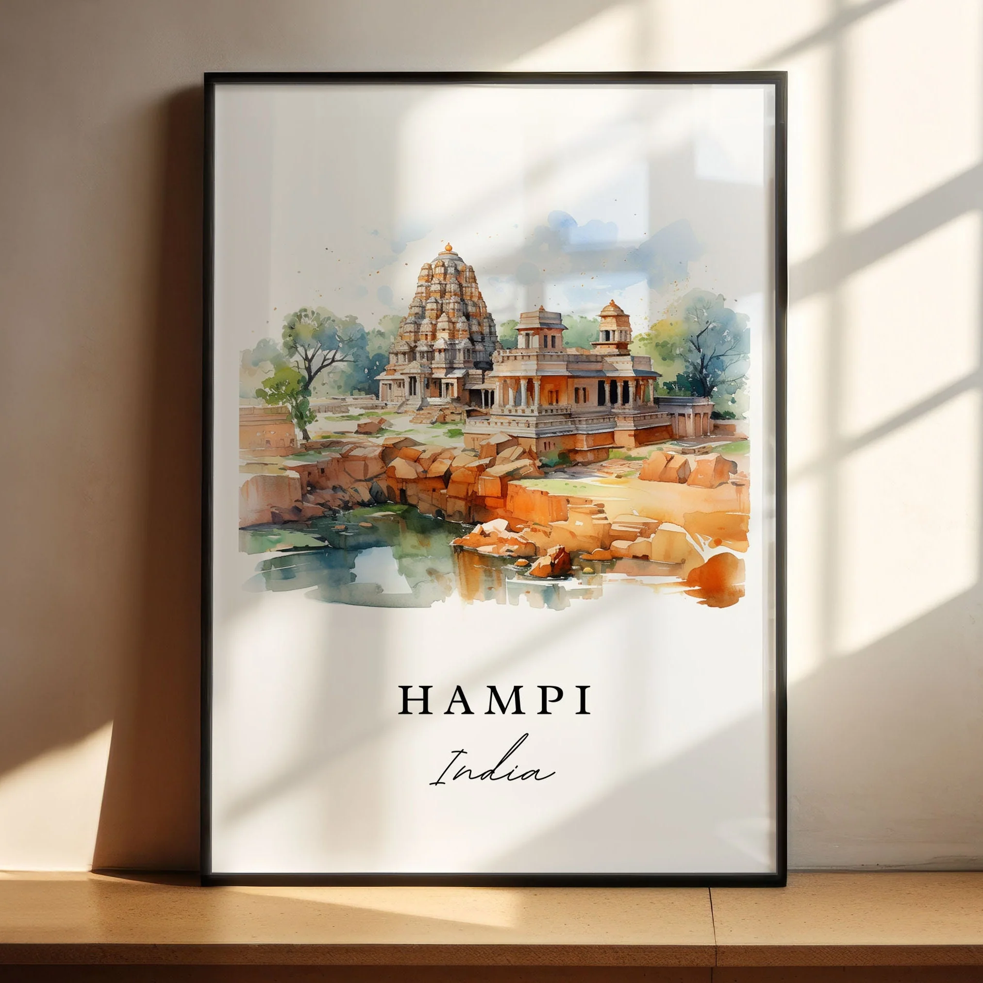 Hampi, India – Watercolor Art Print - Image 2