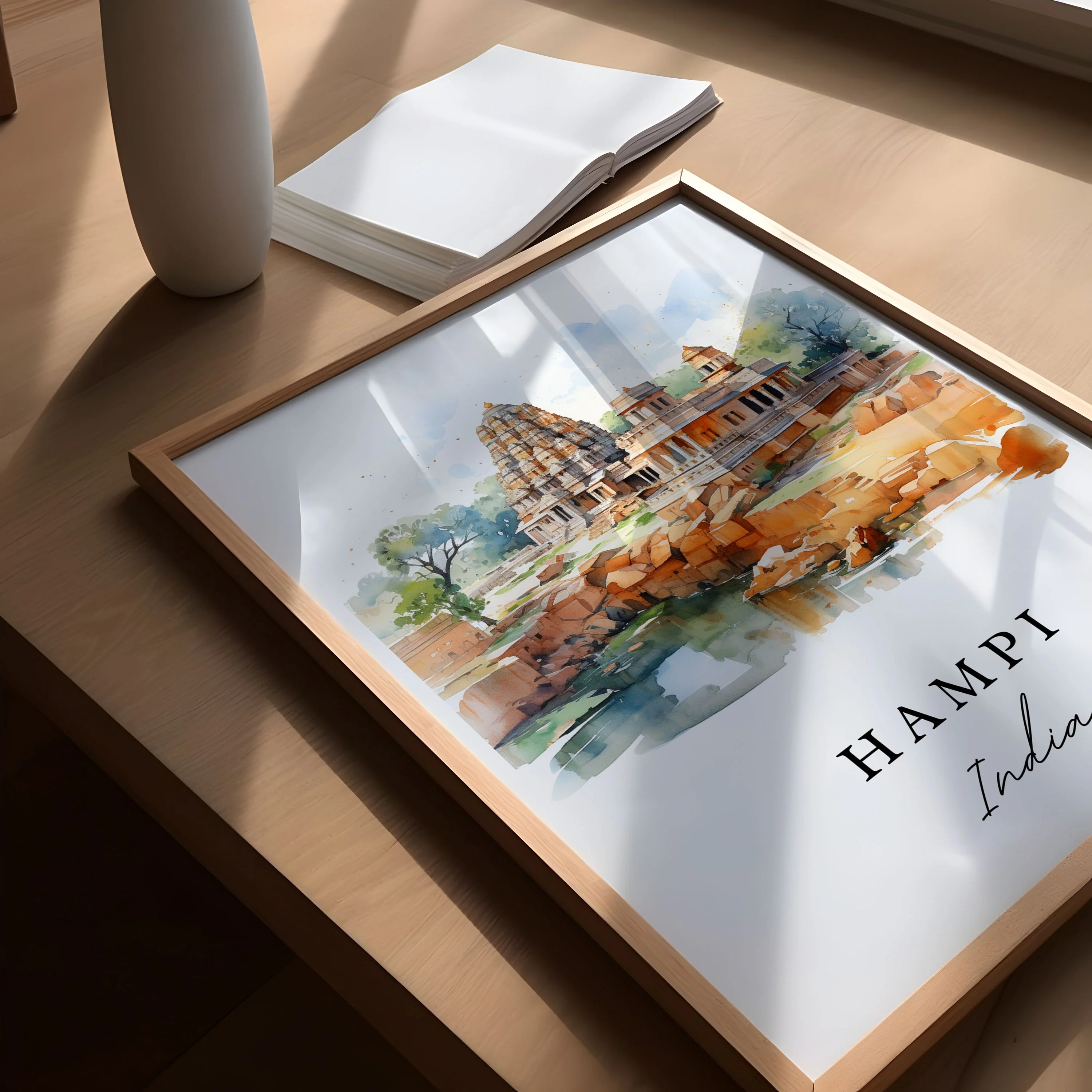 Hampi, India – Watercolor Art Print - Image 4