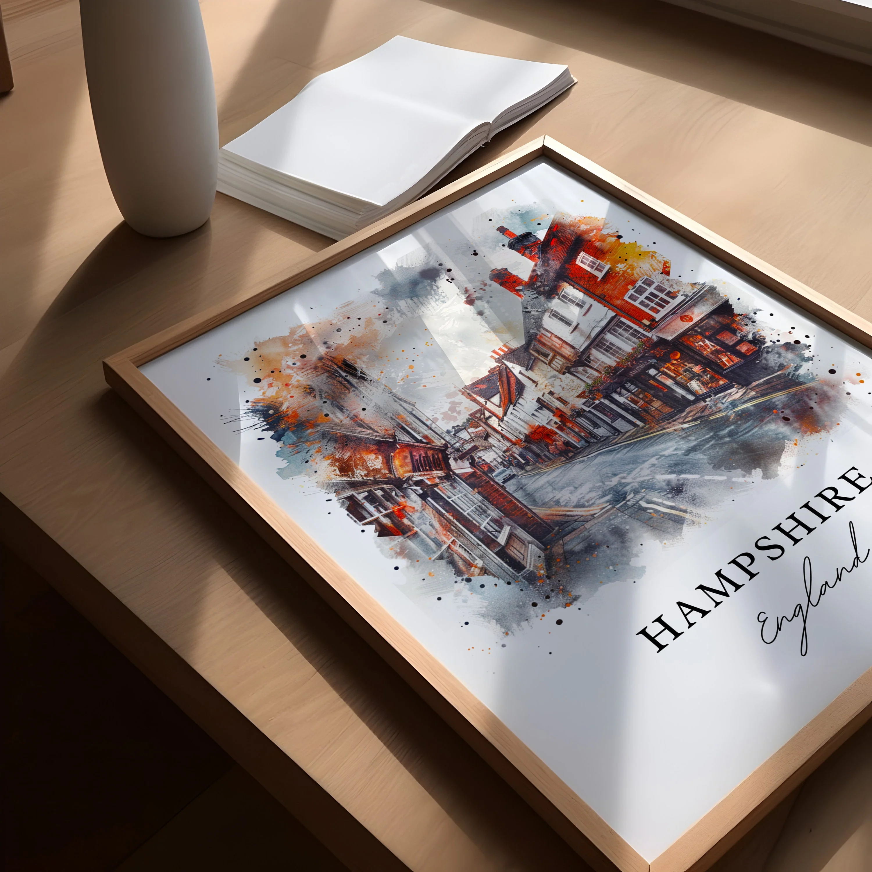 Hampshire, England – Watercolor Art Print - Image 3