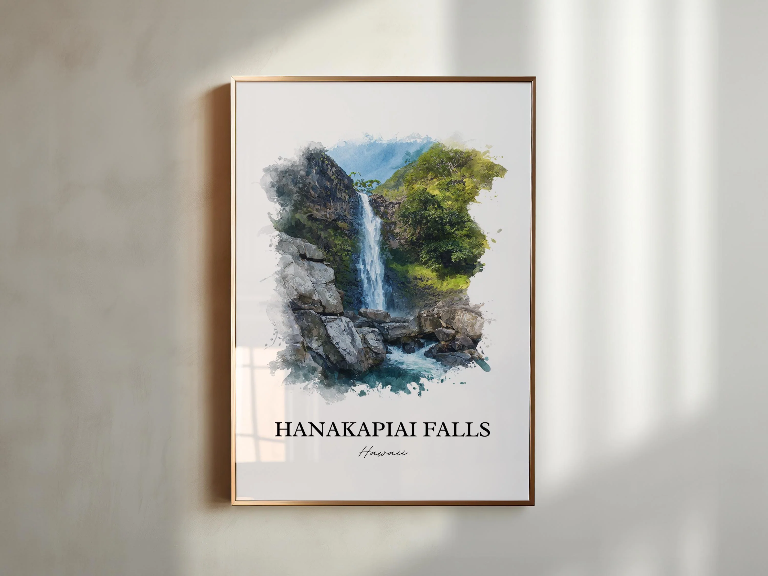 Hanakapiai Falls, Kauai, USA – Watercolor Art Print - Image 3
