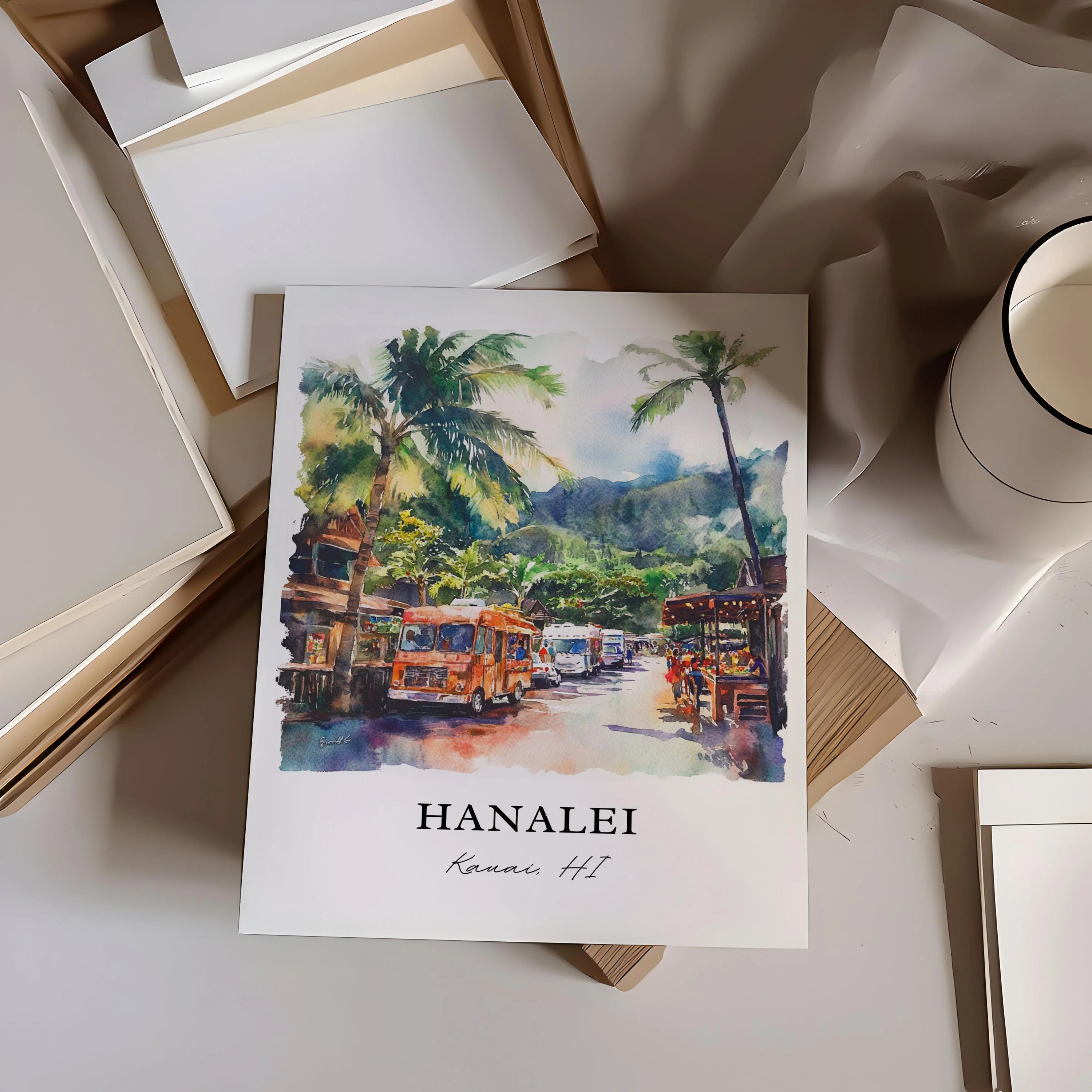 Hanalei, Hawaii – Watercolor Art Print - Image 3