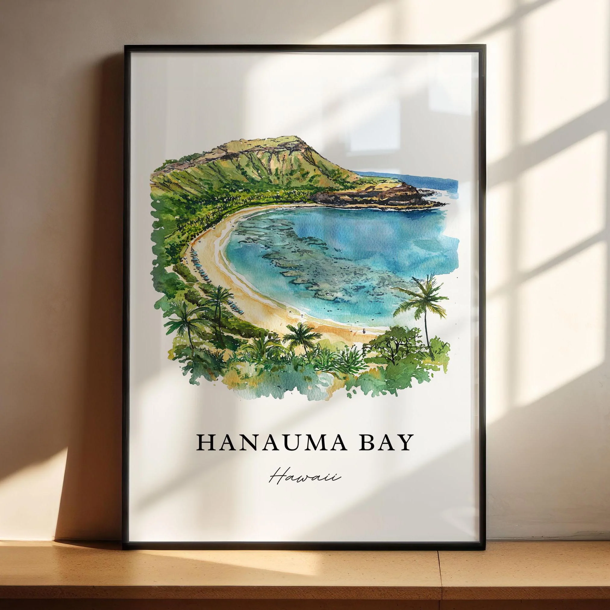 Hanauma Bay, USA – Watercolor Art Print