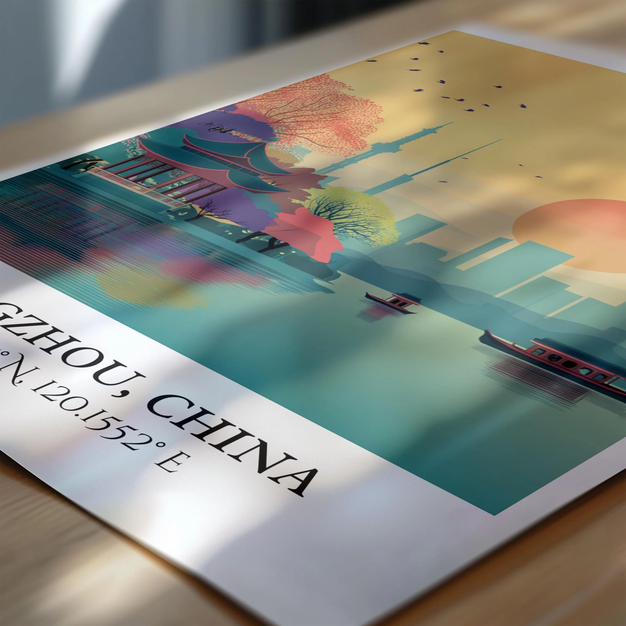 Hangzhou, China – Watercolor Art Print - Image 2