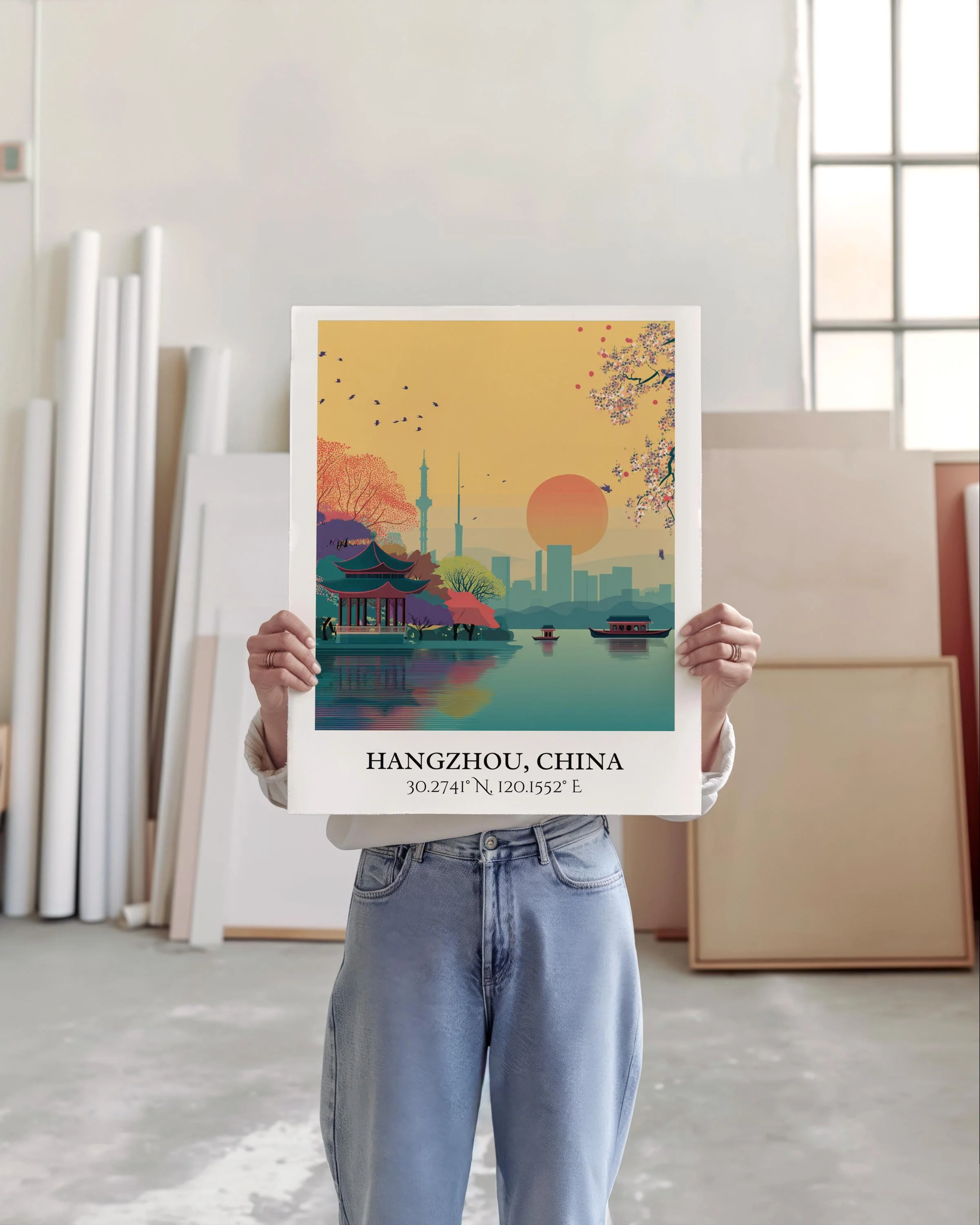 Hangzhou, China – Watercolor Art Print - Image 3
