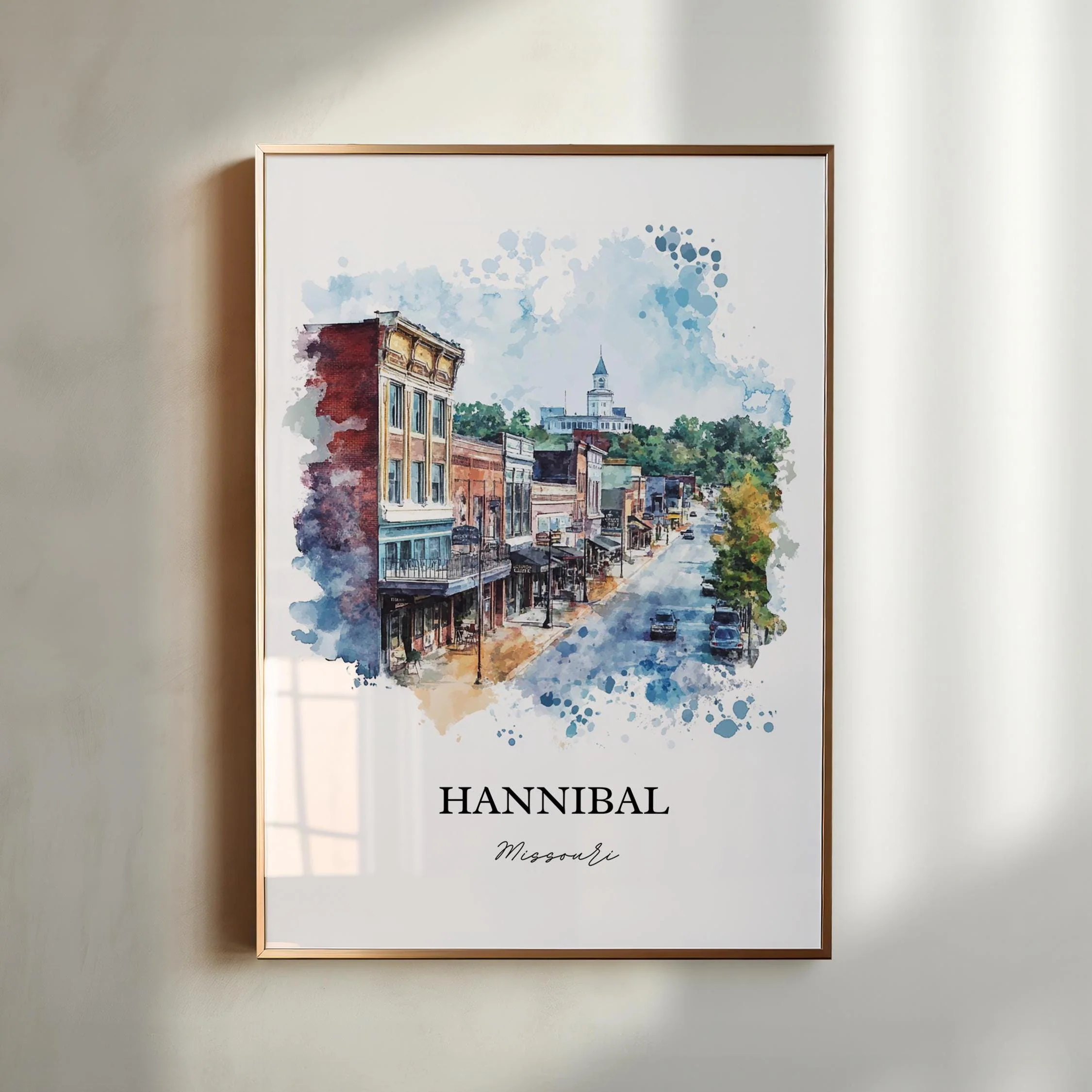 Hannibal, Missouri, USA – Watercolor Art Print