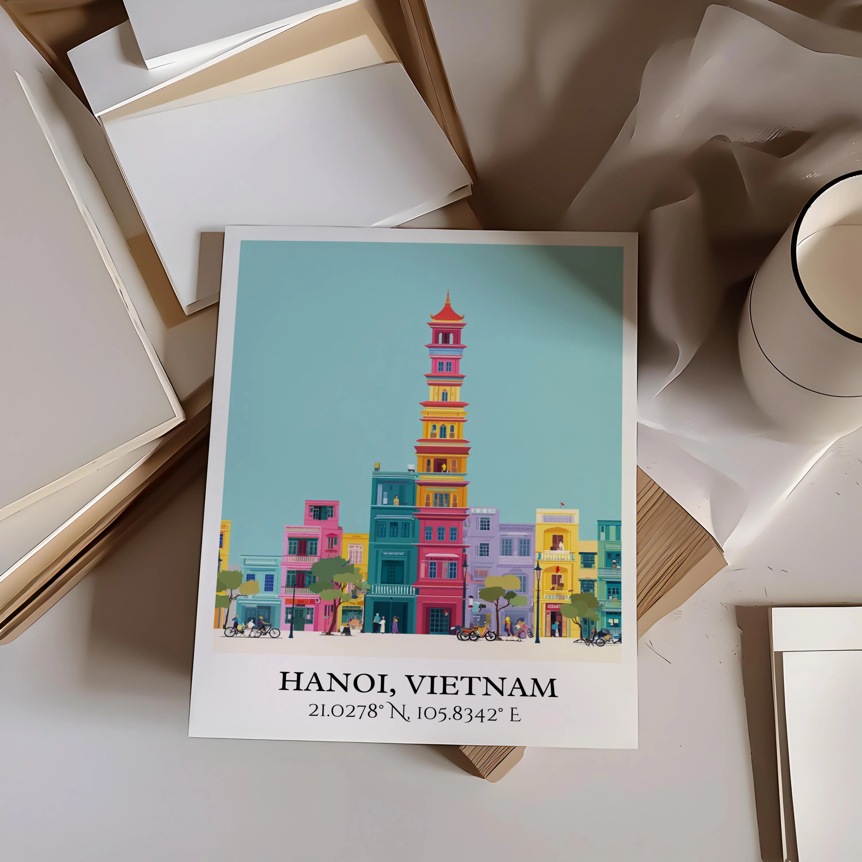 Hanoi, Vietnam – Watercolor Art Print - Image 3