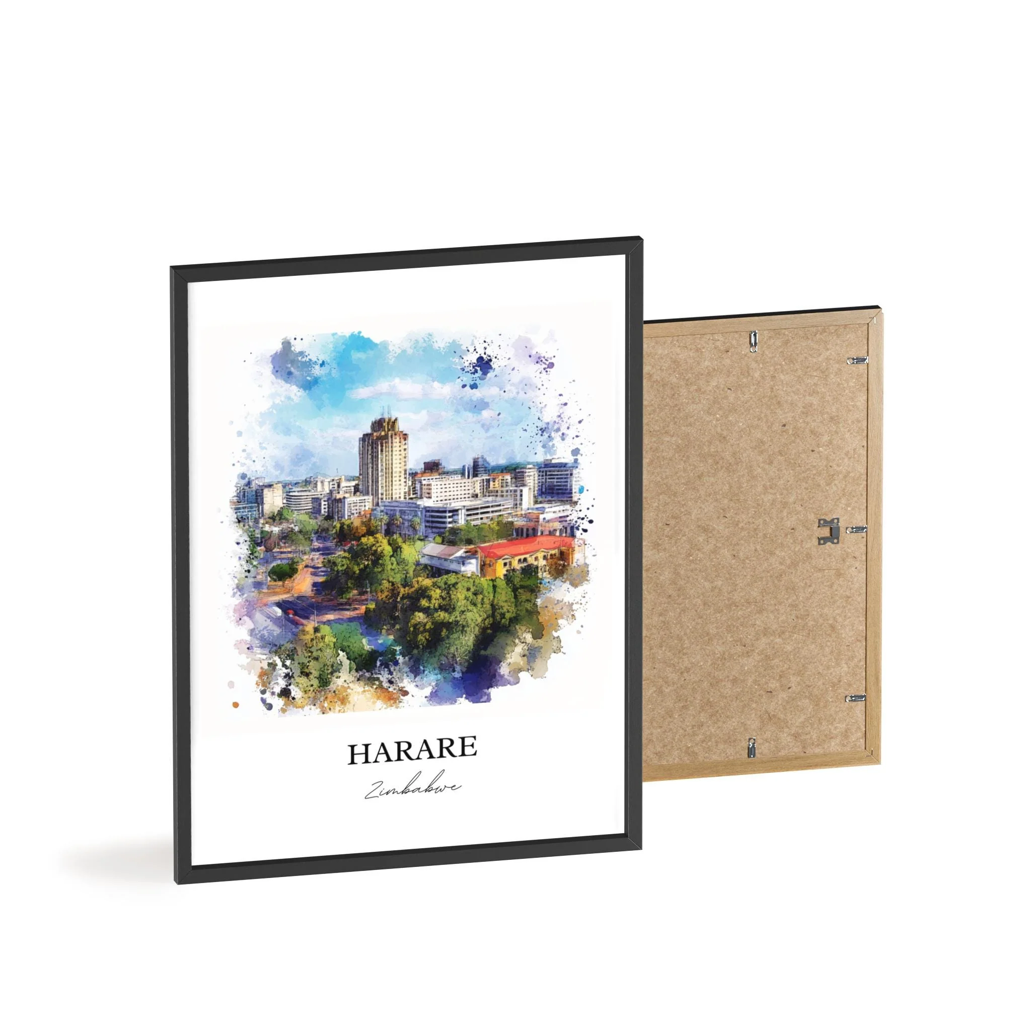 Harare, Zimbabwe – Watercolor Art Print - Image 8