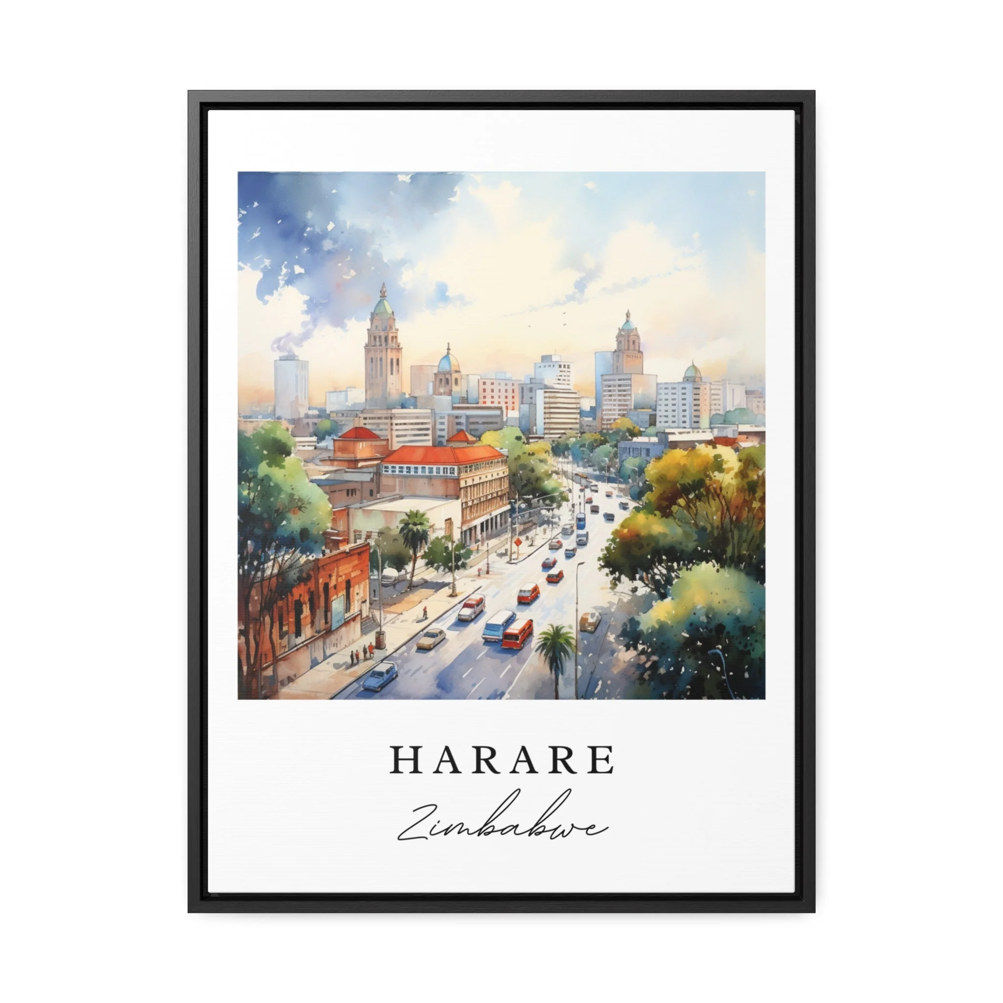 Harare, Zimbabwe – Watercolor Art Print - Image 6