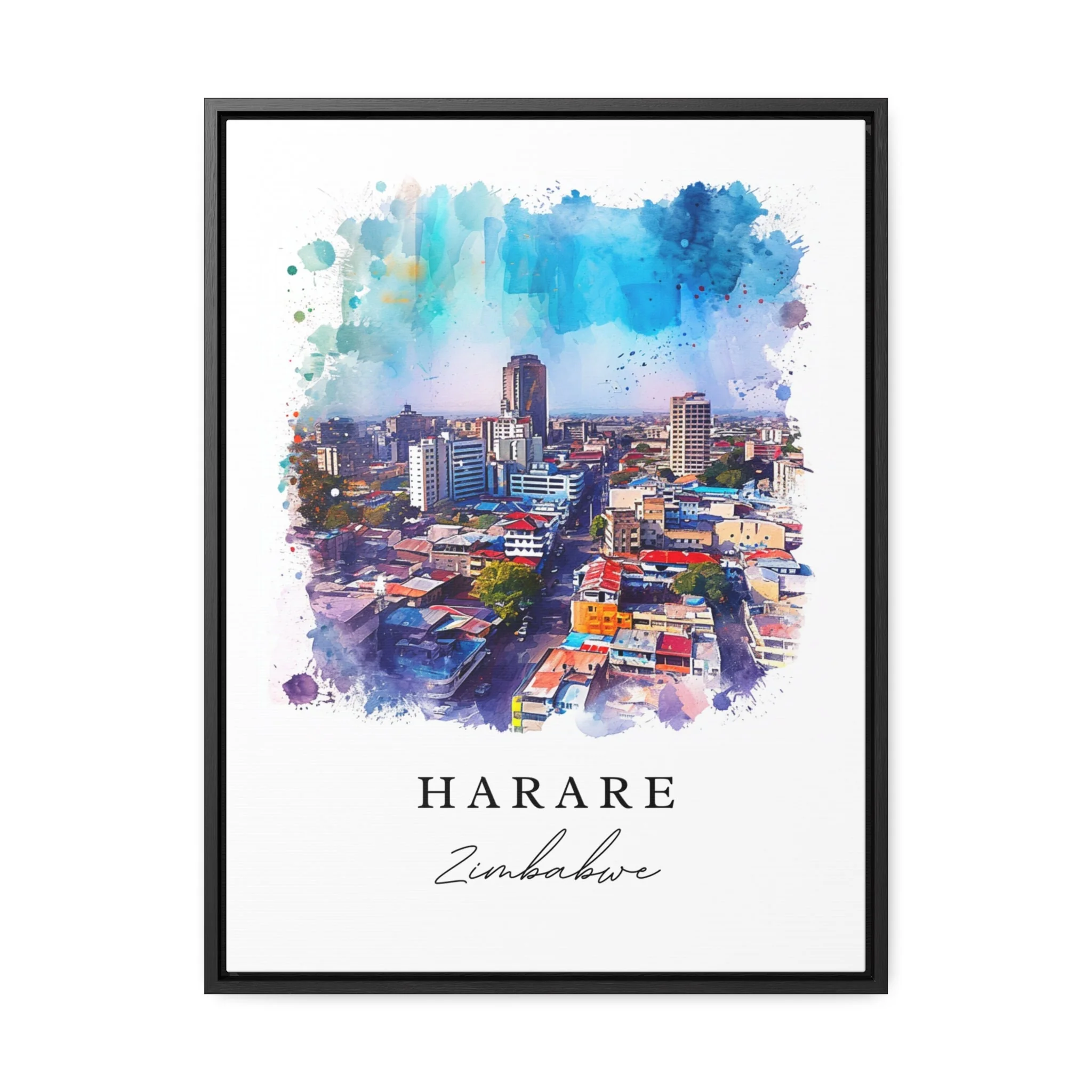 Harare, Zimbabwe – Watercolor Art Print - Image 6