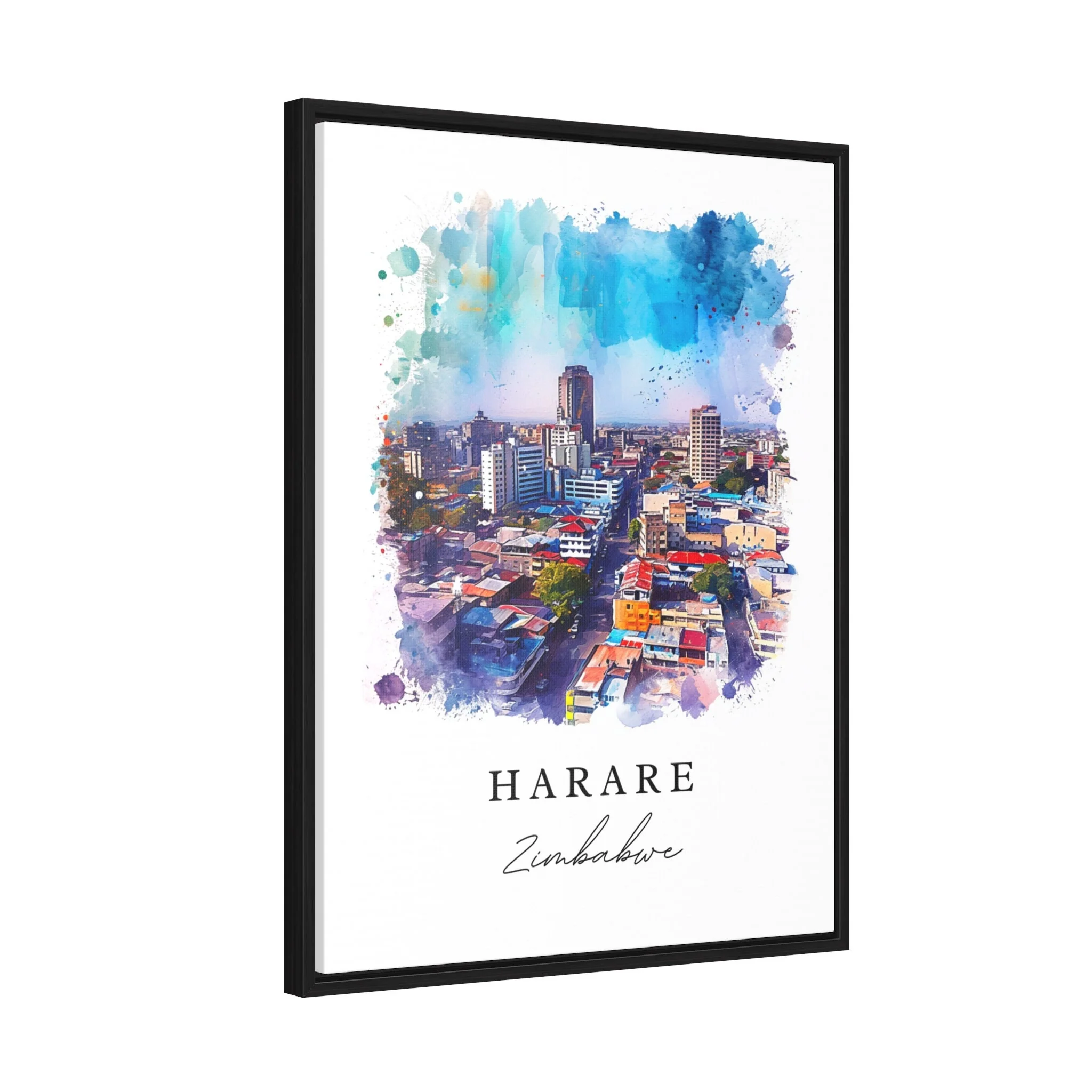 Harare, Zimbabwe – Watercolor Art Print - Image 7