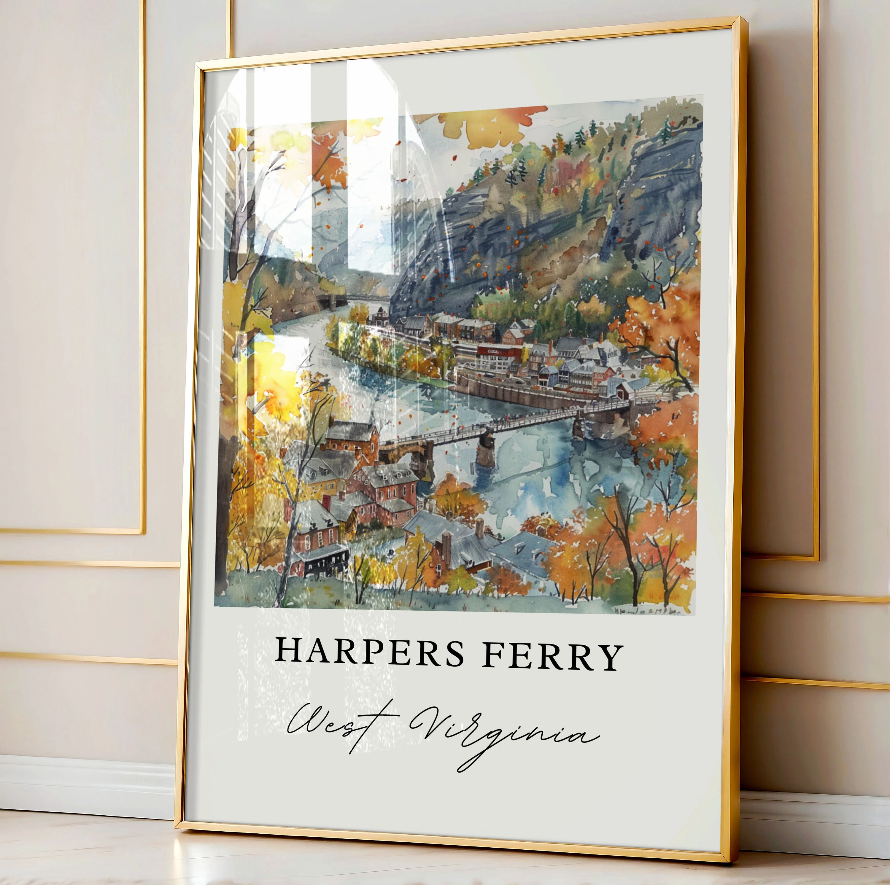 Harpers Ferry, WV, USA – Watercolor Art Print - Image 4