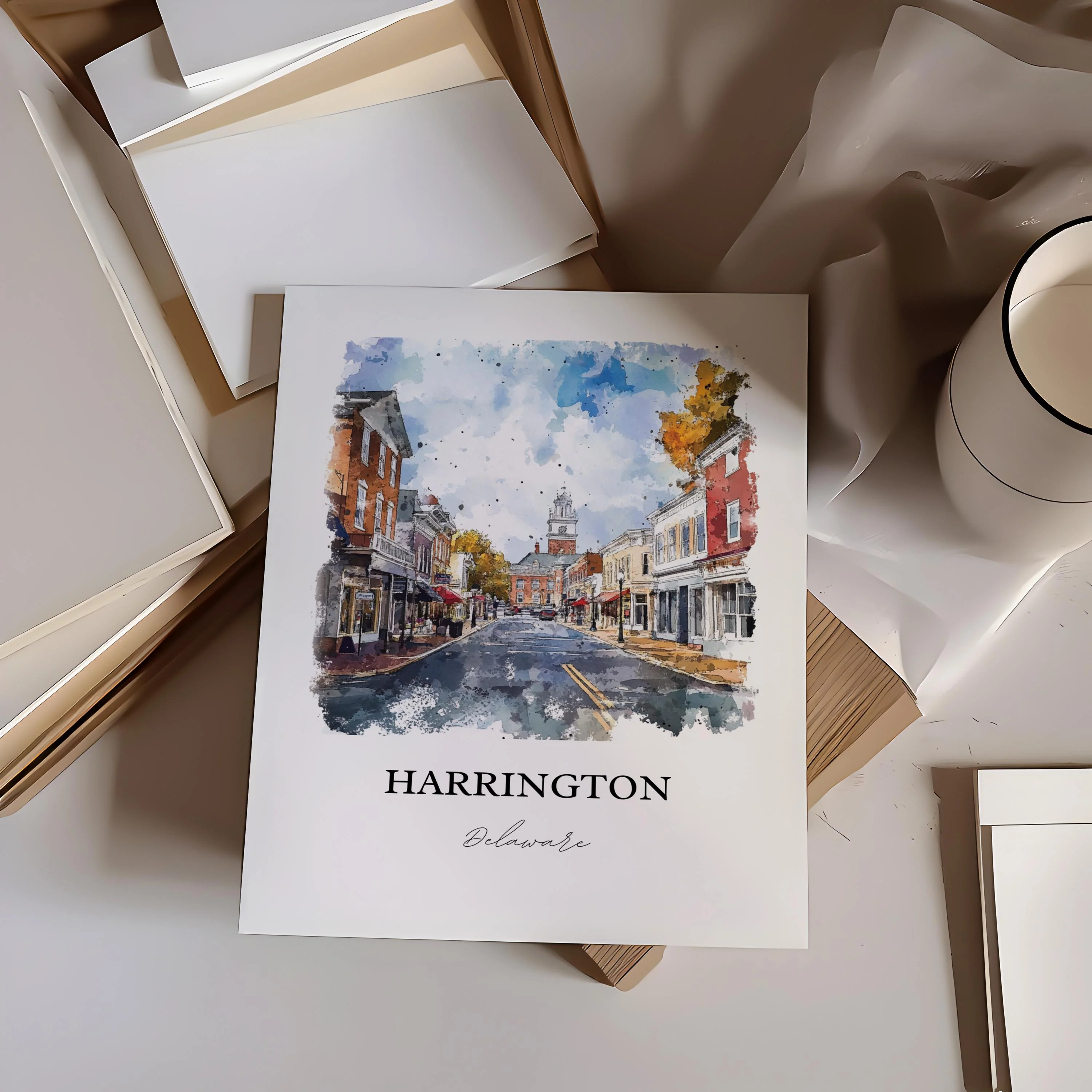 Harrington, Delaware – Watercolor Art Print - Image 5