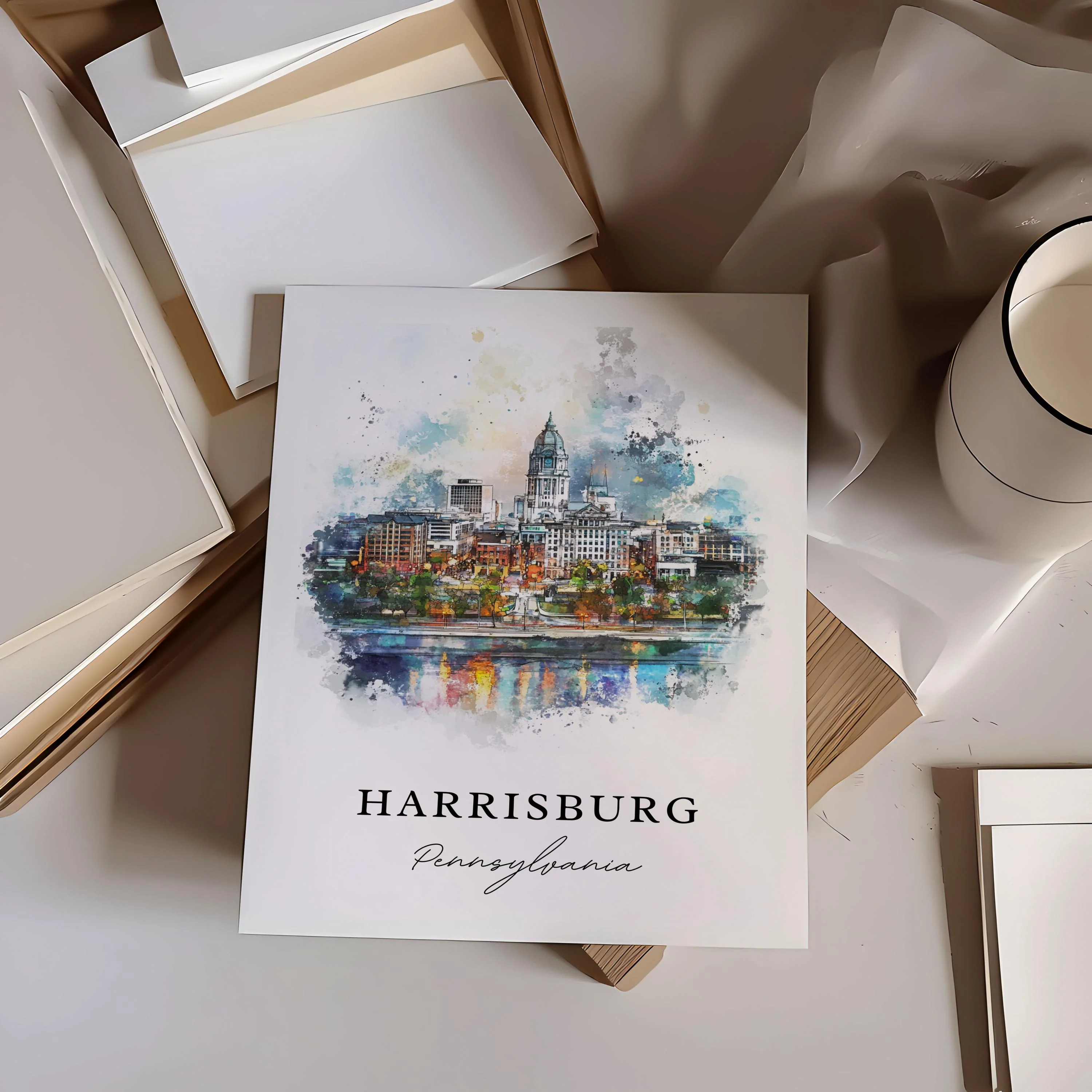 Harrisburg, United States – Watercolor Art Print - Image 2