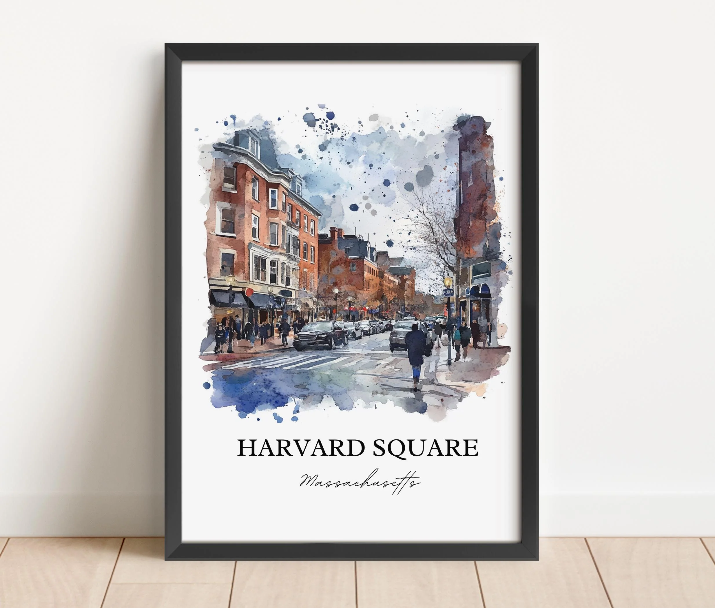 Harvard Square, Massachusetts, Massachusetts – Watercolor Art Print