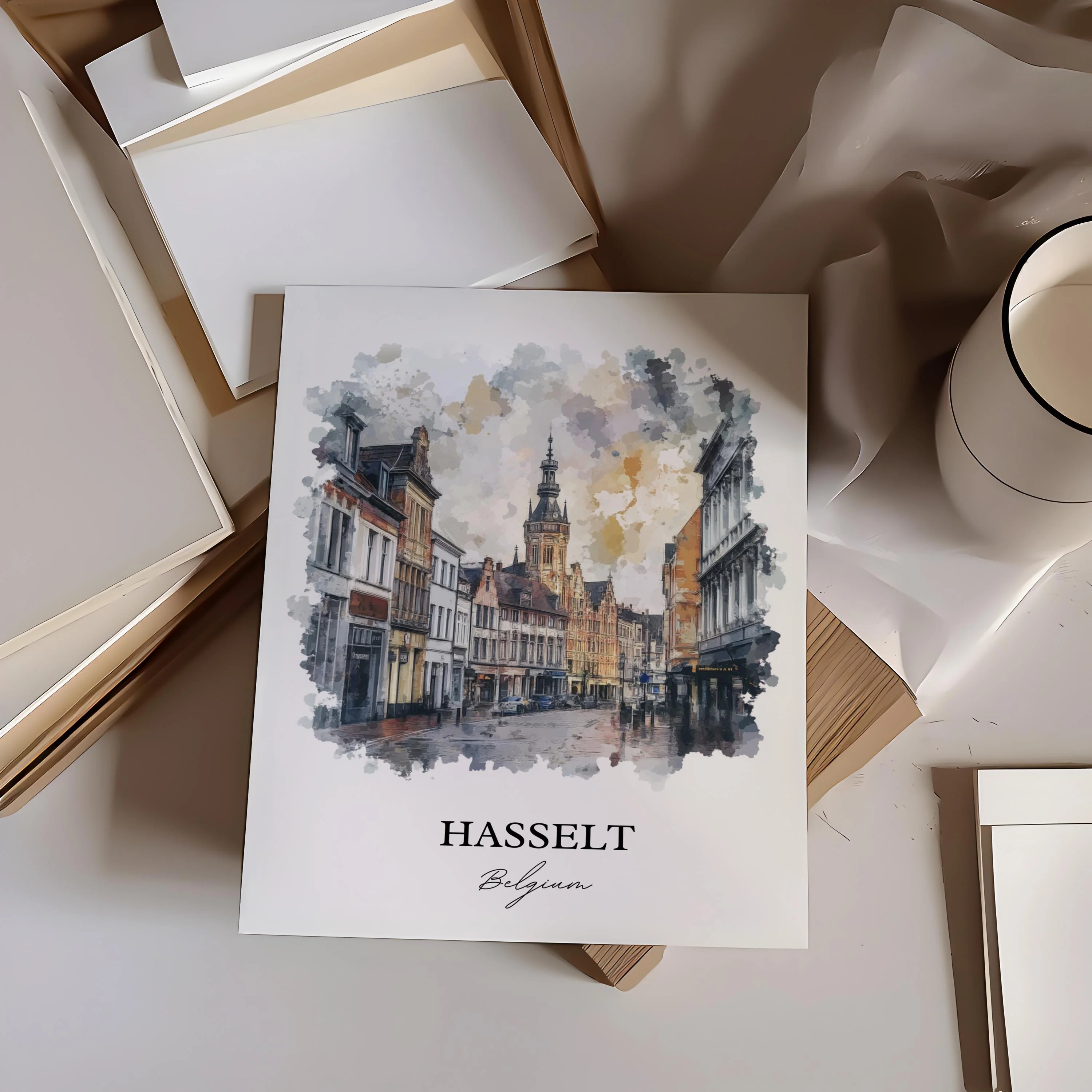 Hasselt, Belgium – Watercolor Art Print - Image 5
