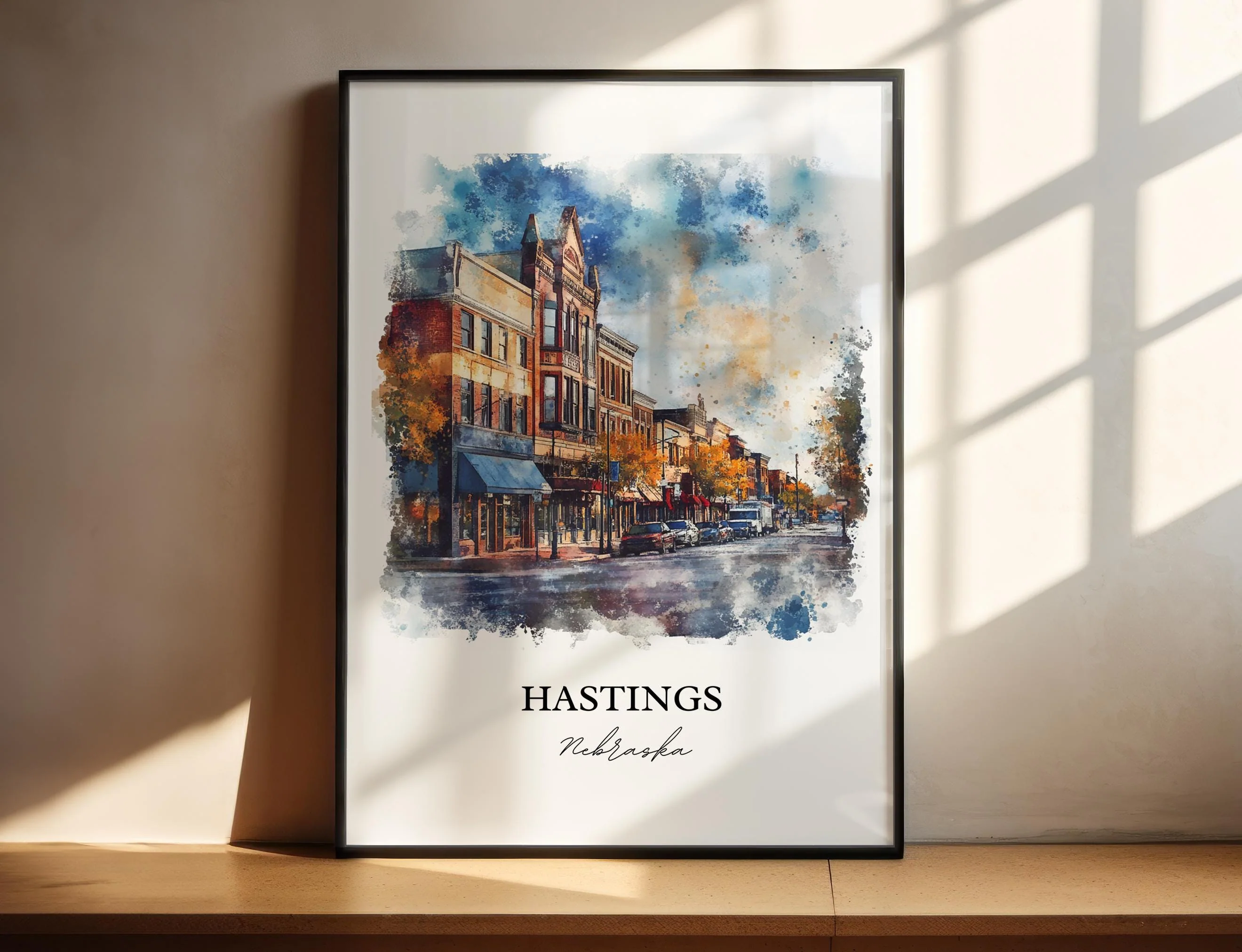 Hastings, Nebraska, USA – Watercolor Art Print