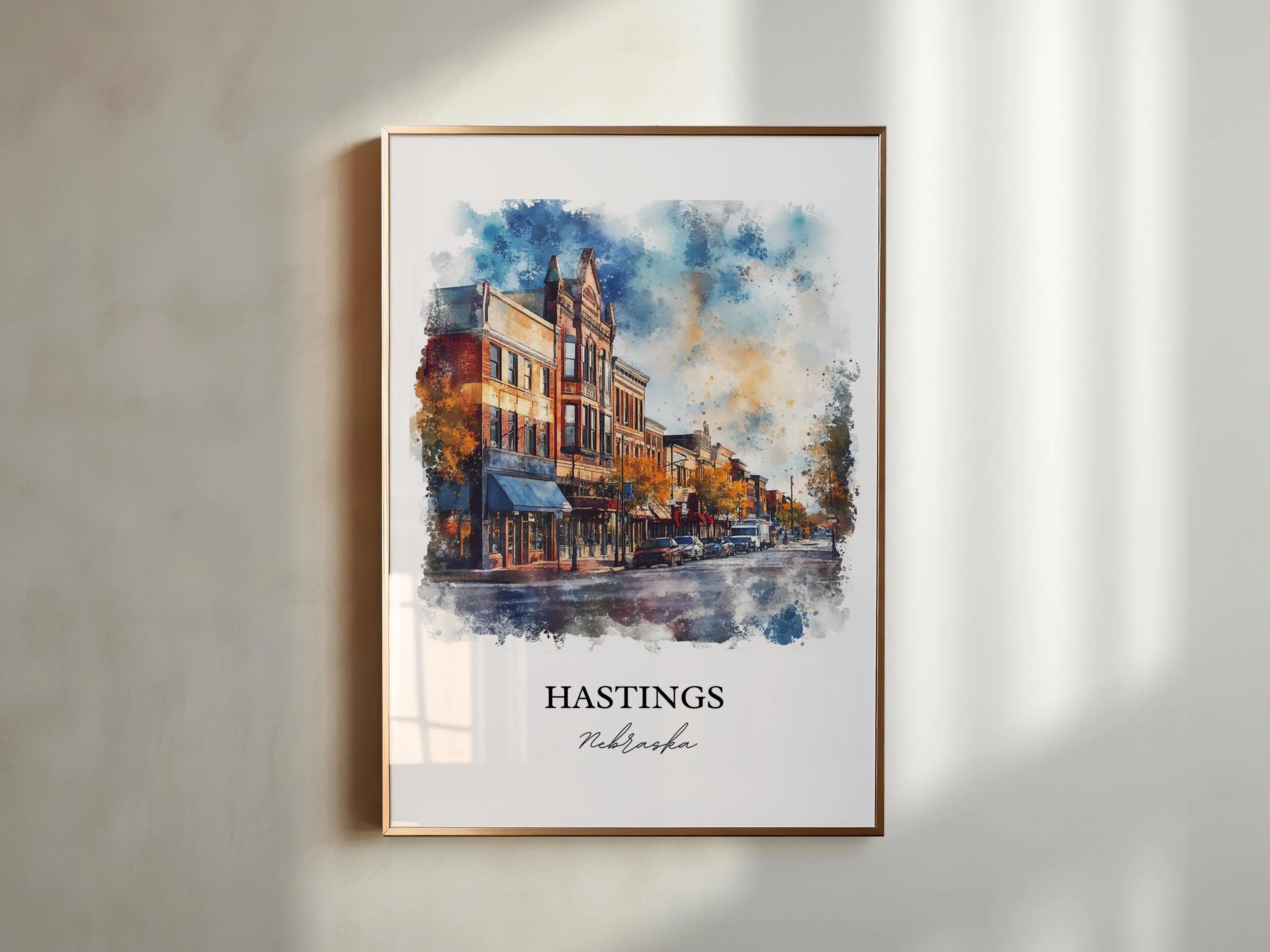 Hastings, Nebraska, USA – Watercolor Art Print - Image 4