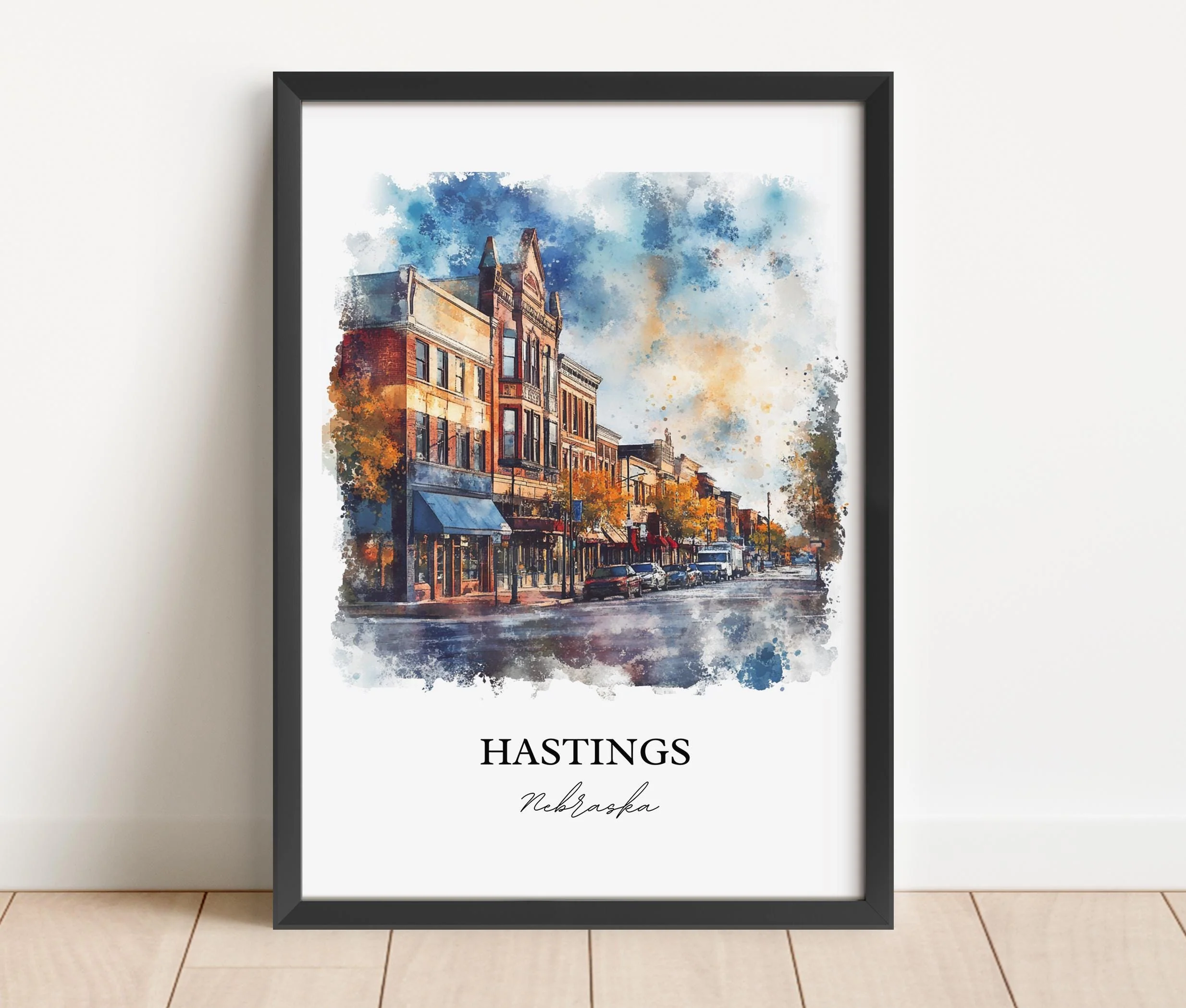 Hastings, Nebraska, USA – Watercolor Art Print - Image 5