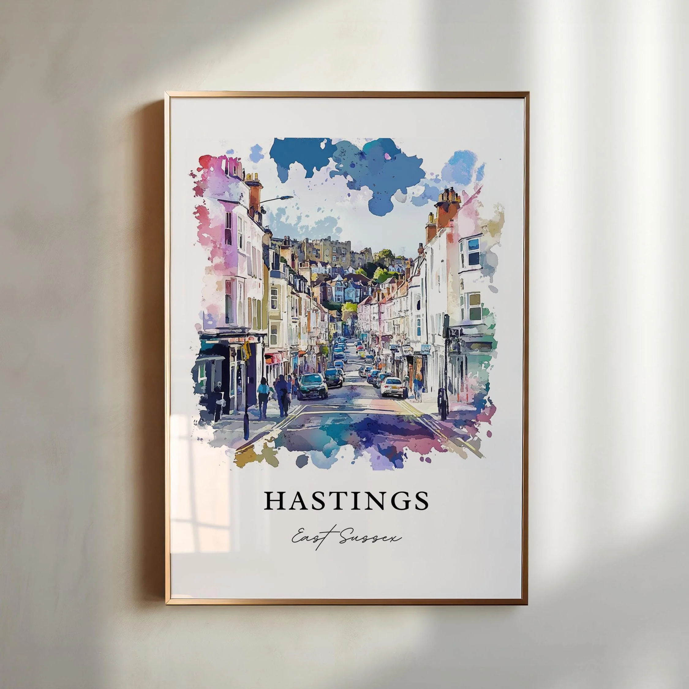 Hastings, UK – East Sussex Watercolor Art Print