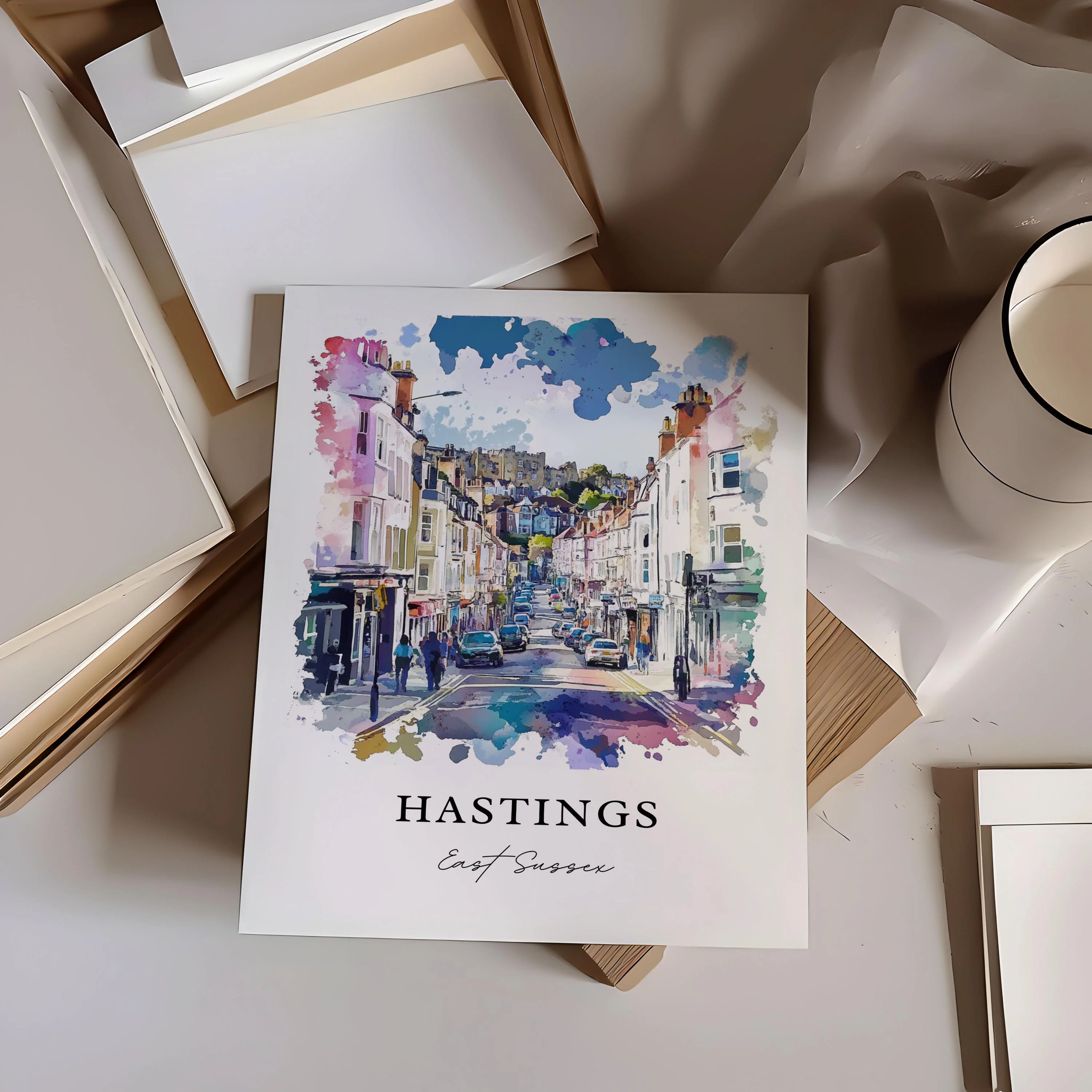 Hastings, UK – East Sussex Watercolor Art Print - Image 4