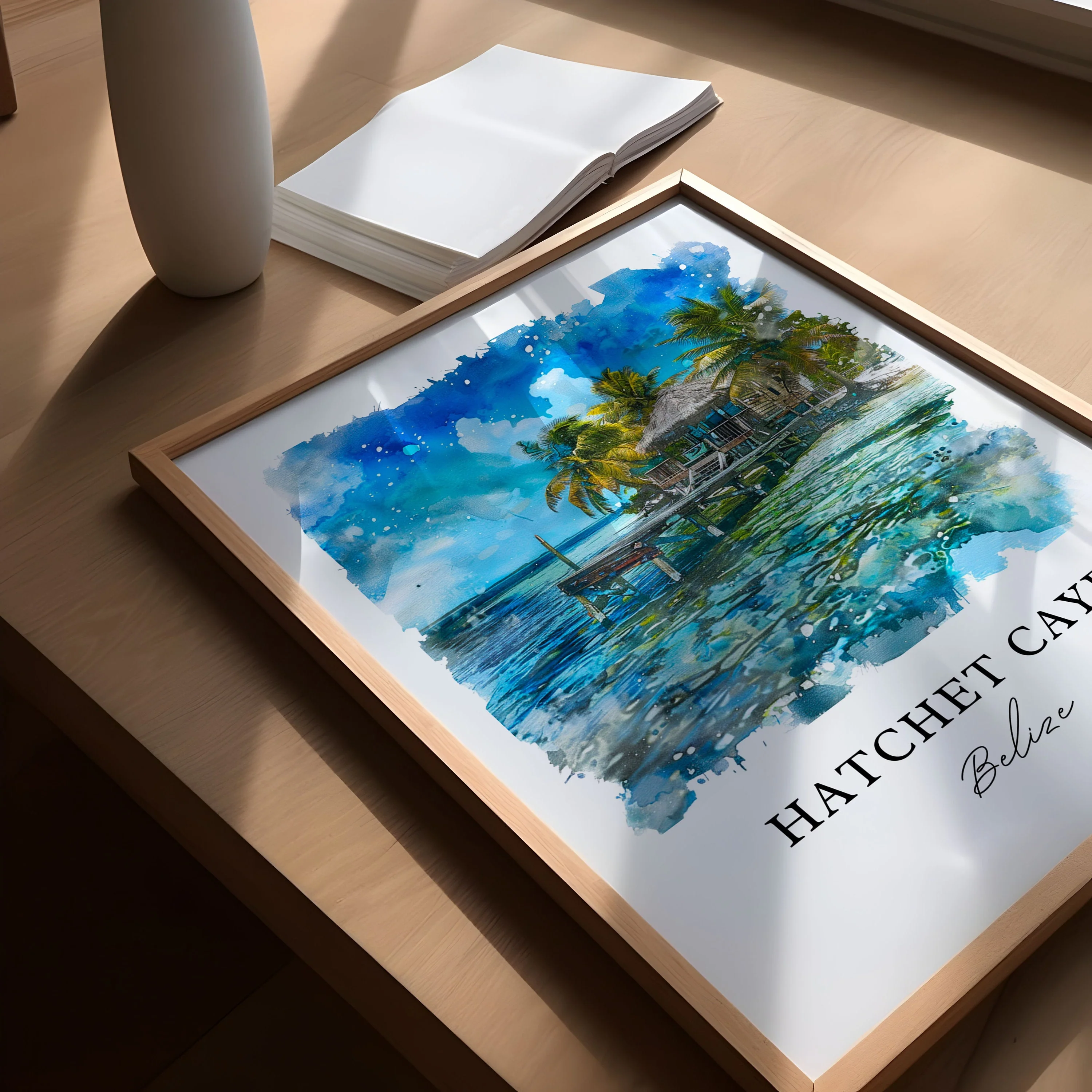 Hatchet Caye, Belize – Watercolor Art Print - Image 3