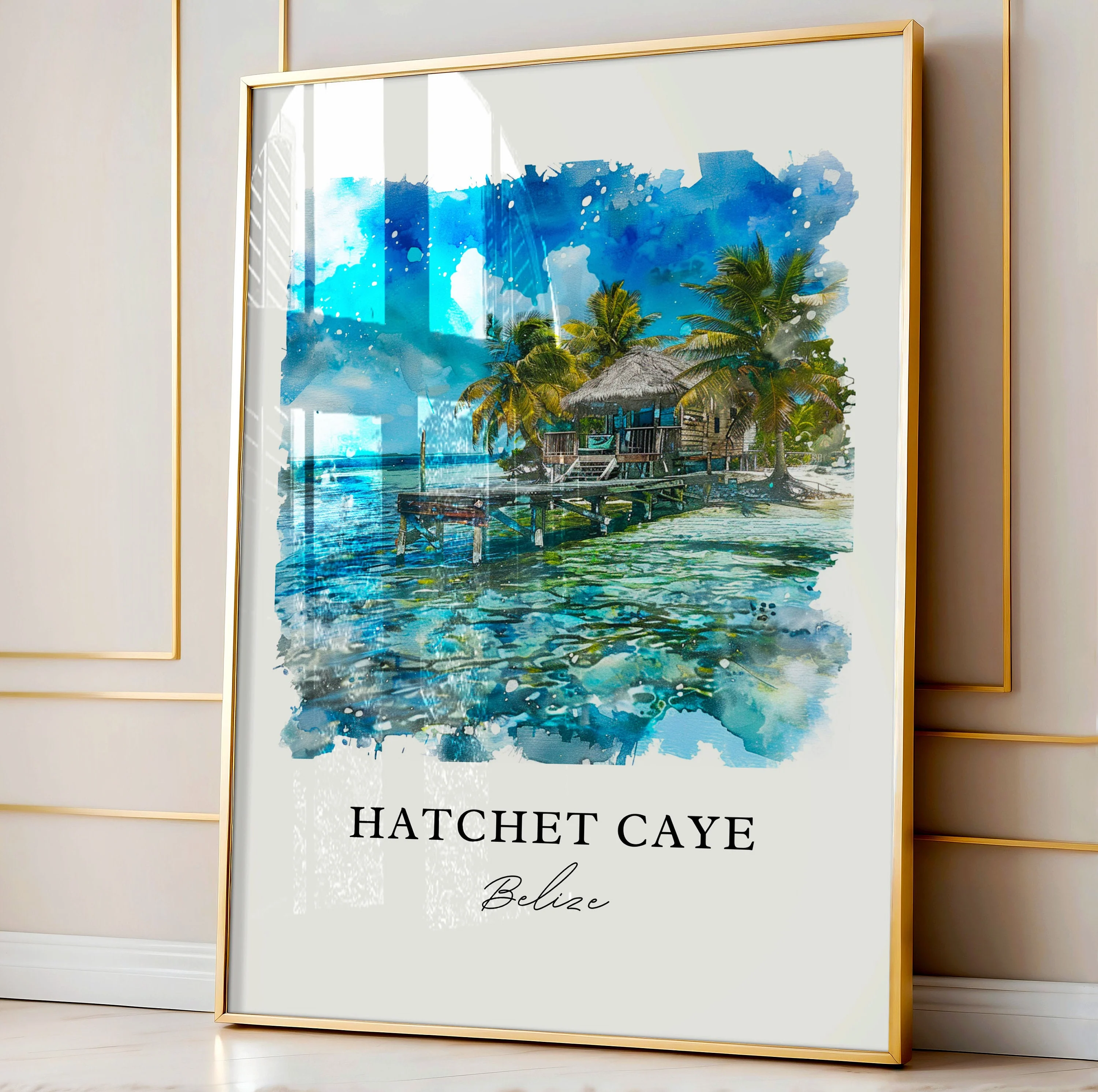 Hatchet Caye, Belize – Watercolor Art Print - Image 4