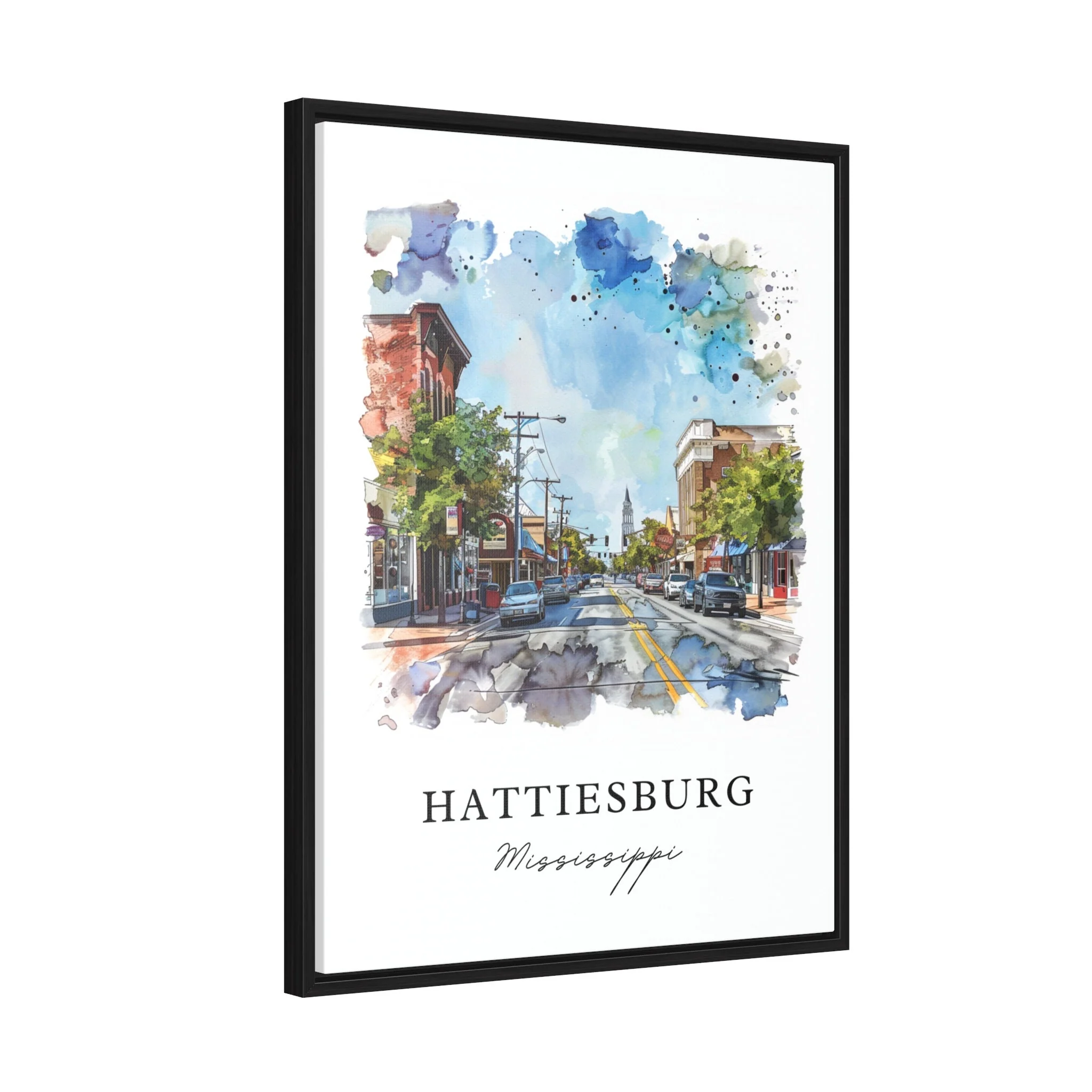 Hattiesburg, Mississippi, USA – Watercolor Art Print - Image 6