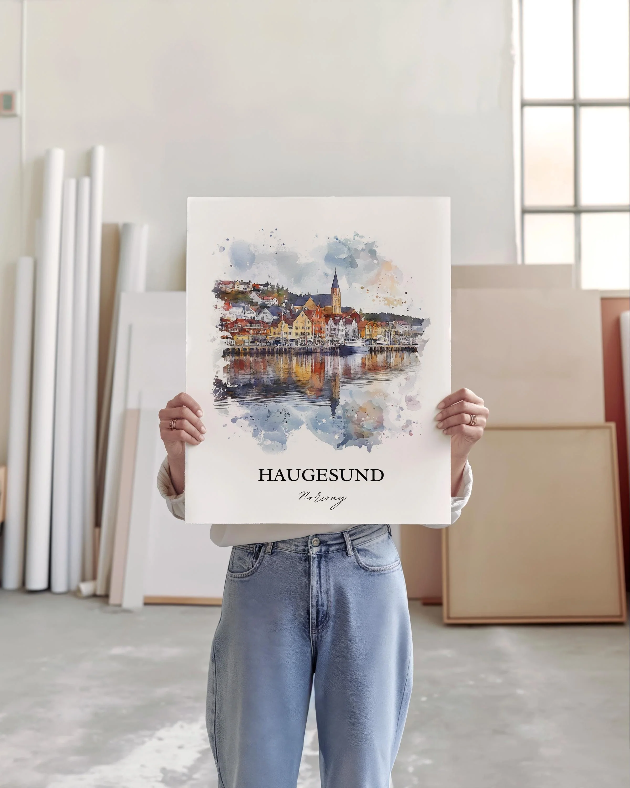 Haugesund, Norway – Watercolor Art Print - Image 3