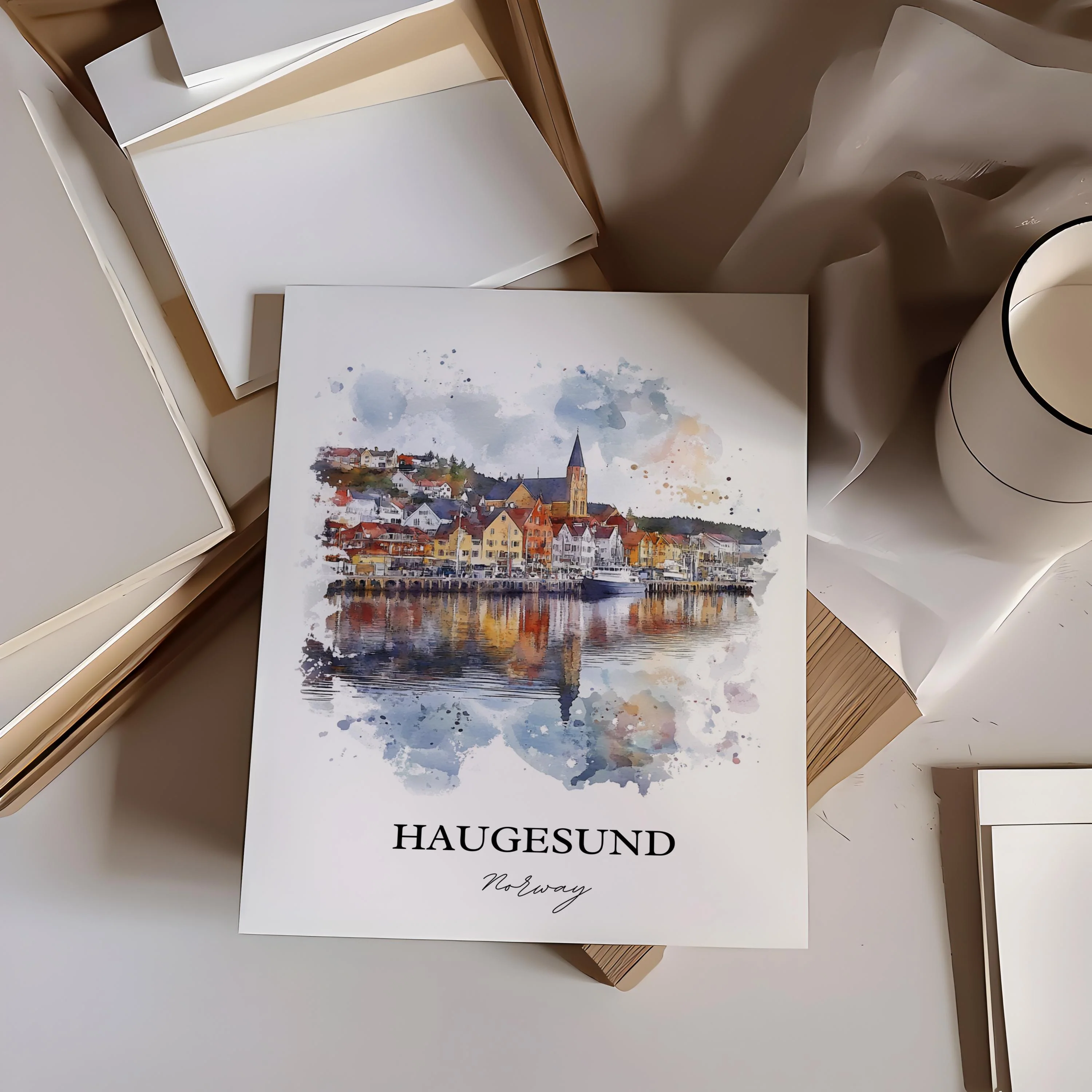 Haugesund, Norway – Watercolor Art Print - Image 4