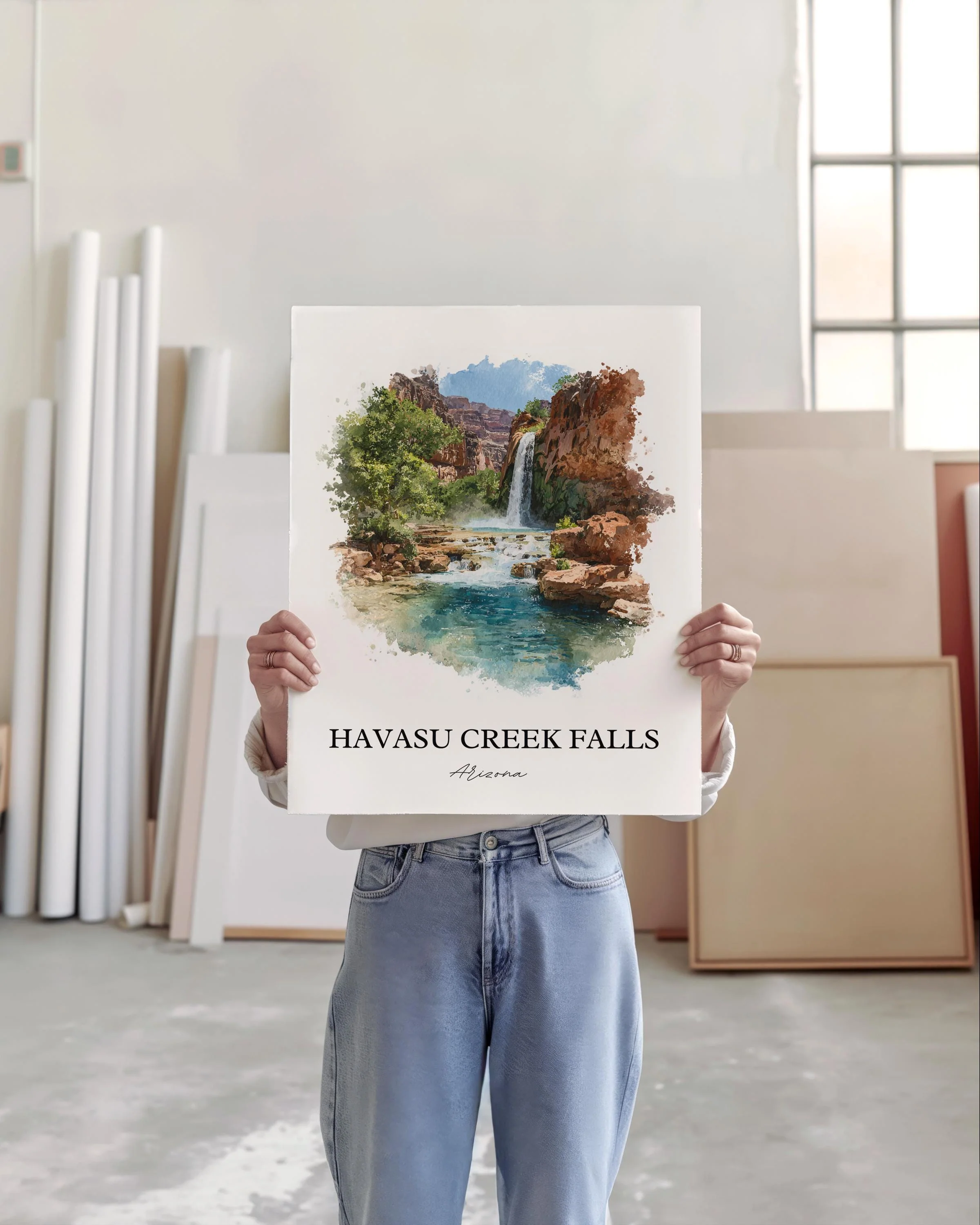 Havasu Creek Falls, USA – Watercolor Art Print - Image 5