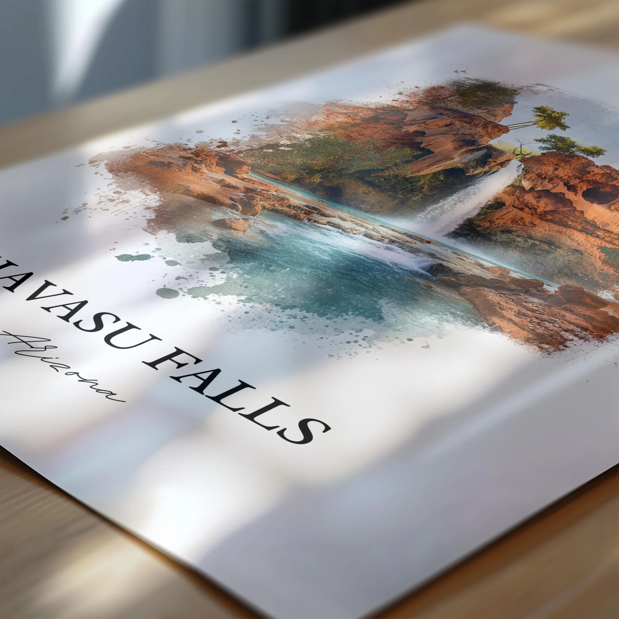 Havasu Falls, USA – Watercolor Art Print - Image 2