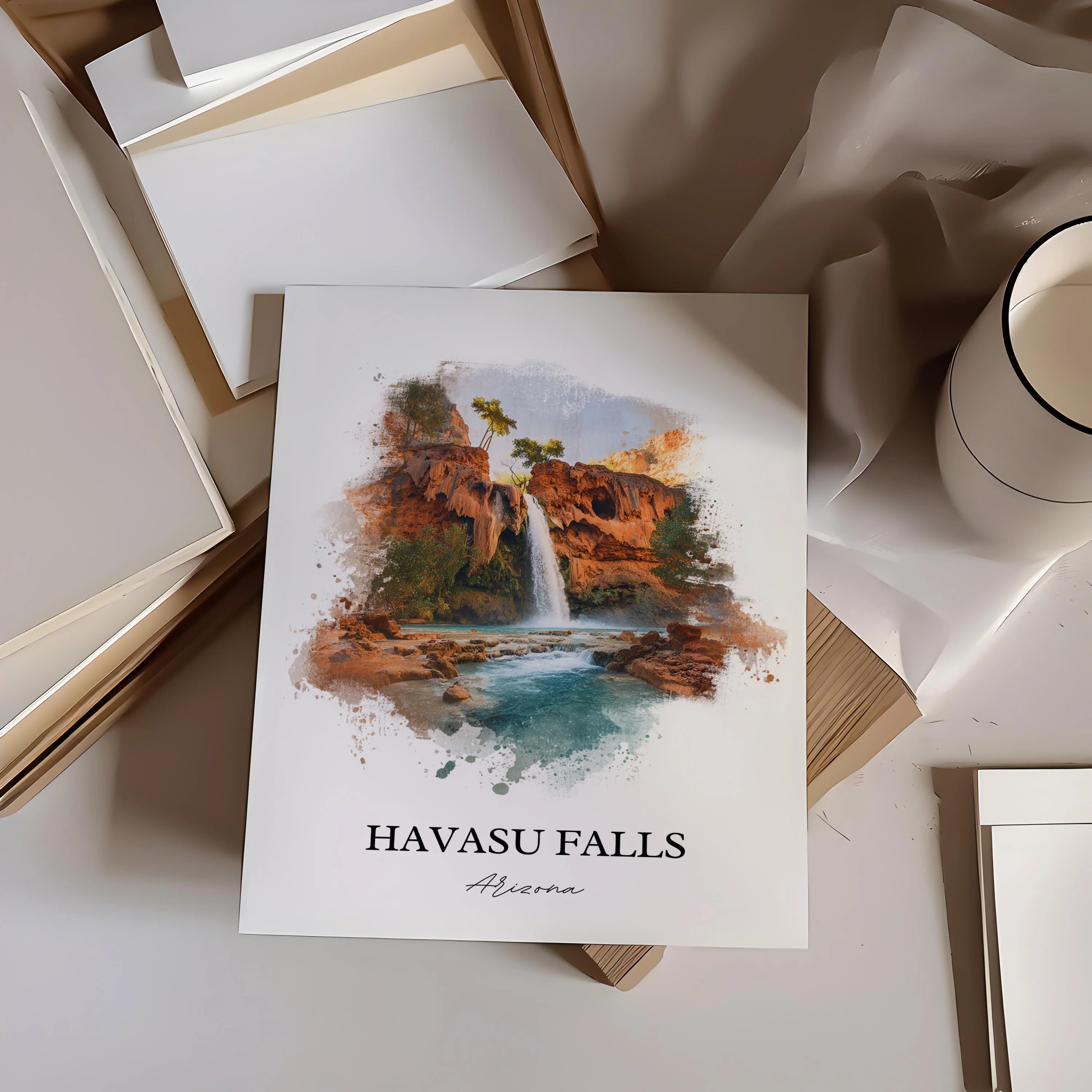 Havasu Falls, USA – Watercolor Art Print - Image 6