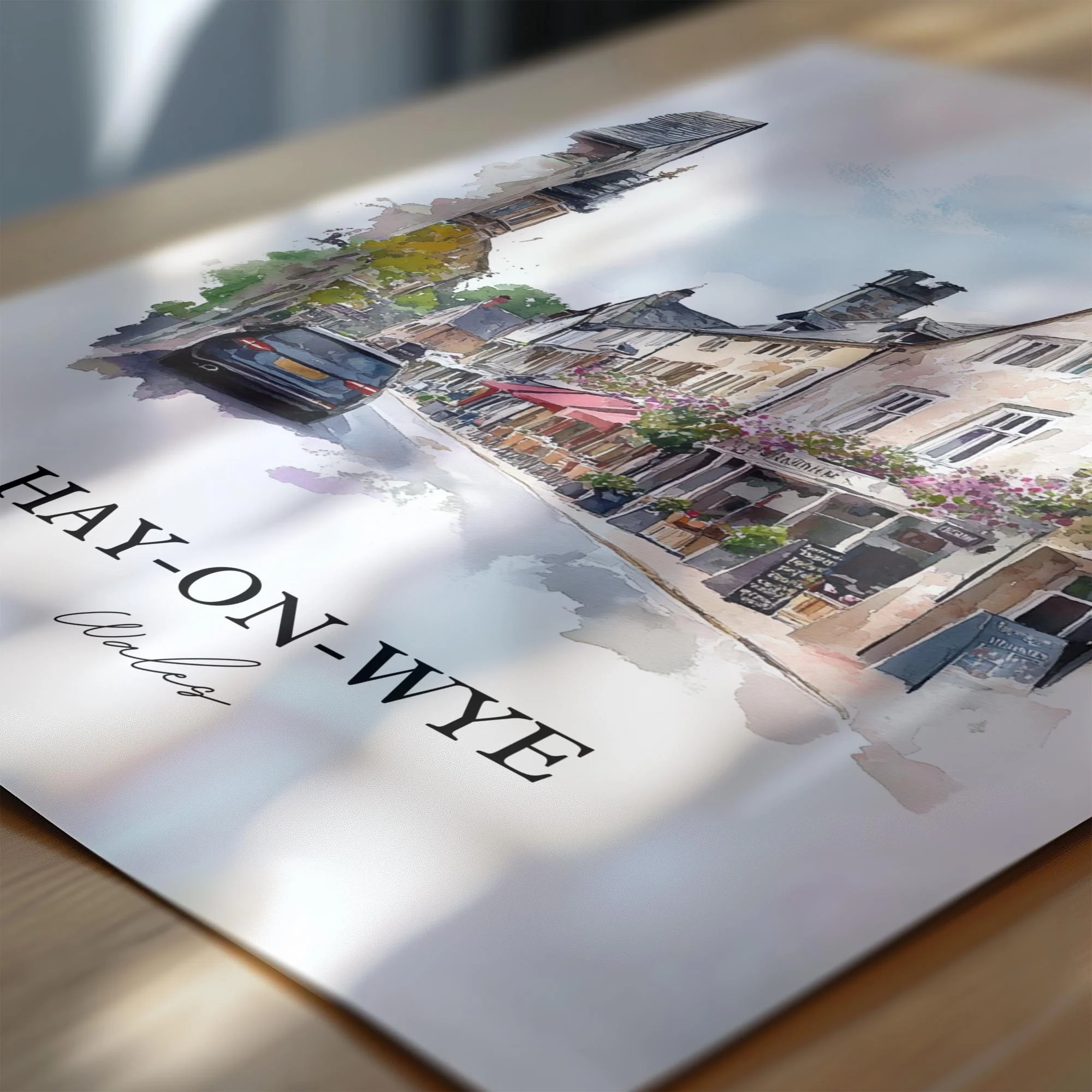 Hay-on-Wye, Wales – Watercolor Art Print - Image 2
