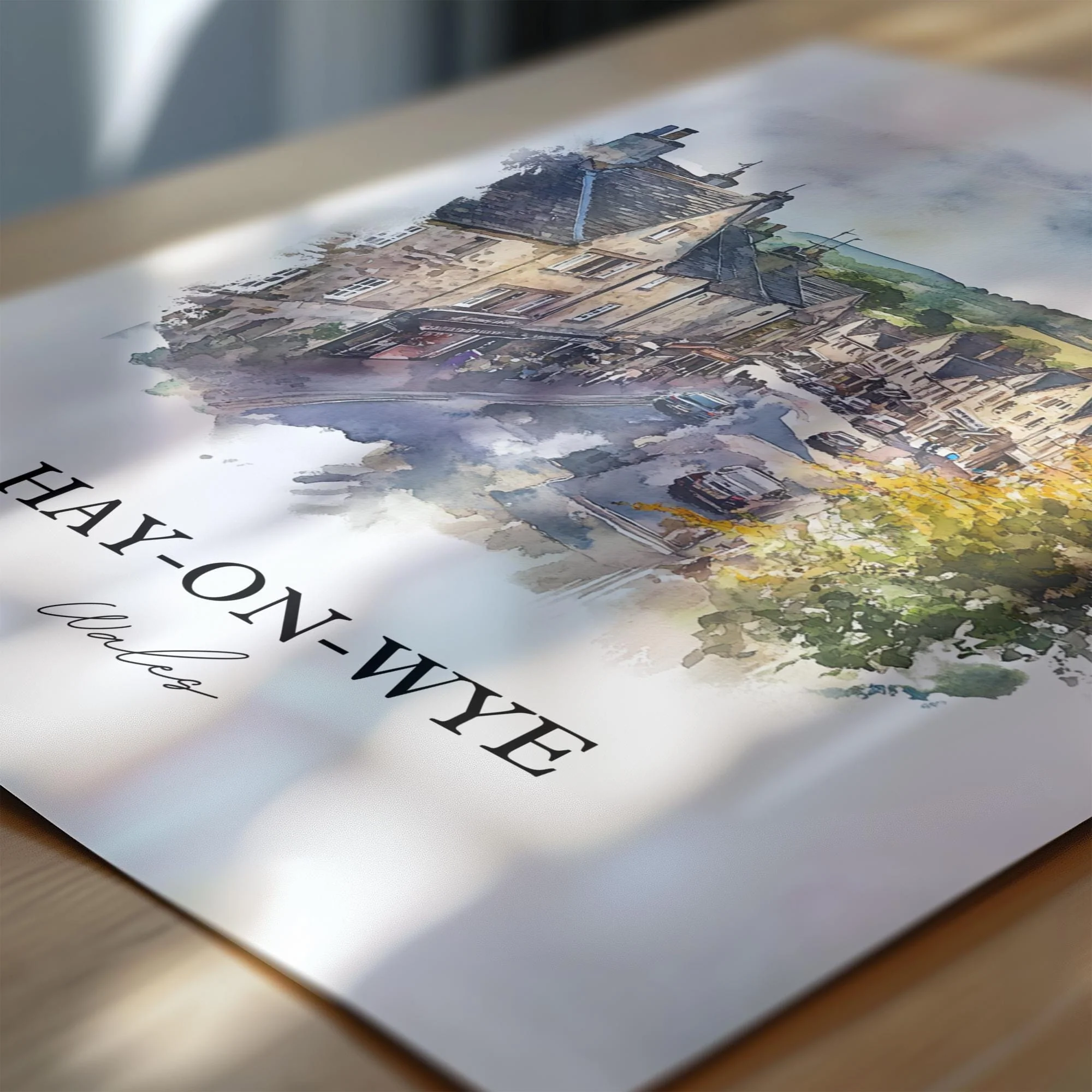 Hay-on-Wye, Wales – Watercolor Art Print - Image 2