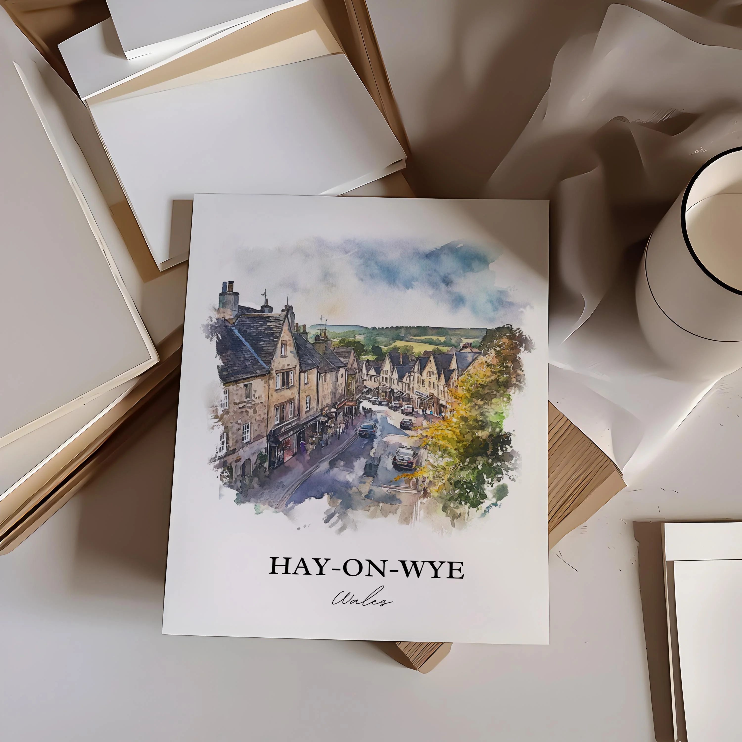 Hay-on-Wye, Wales – Watercolor Art Print - Image 6