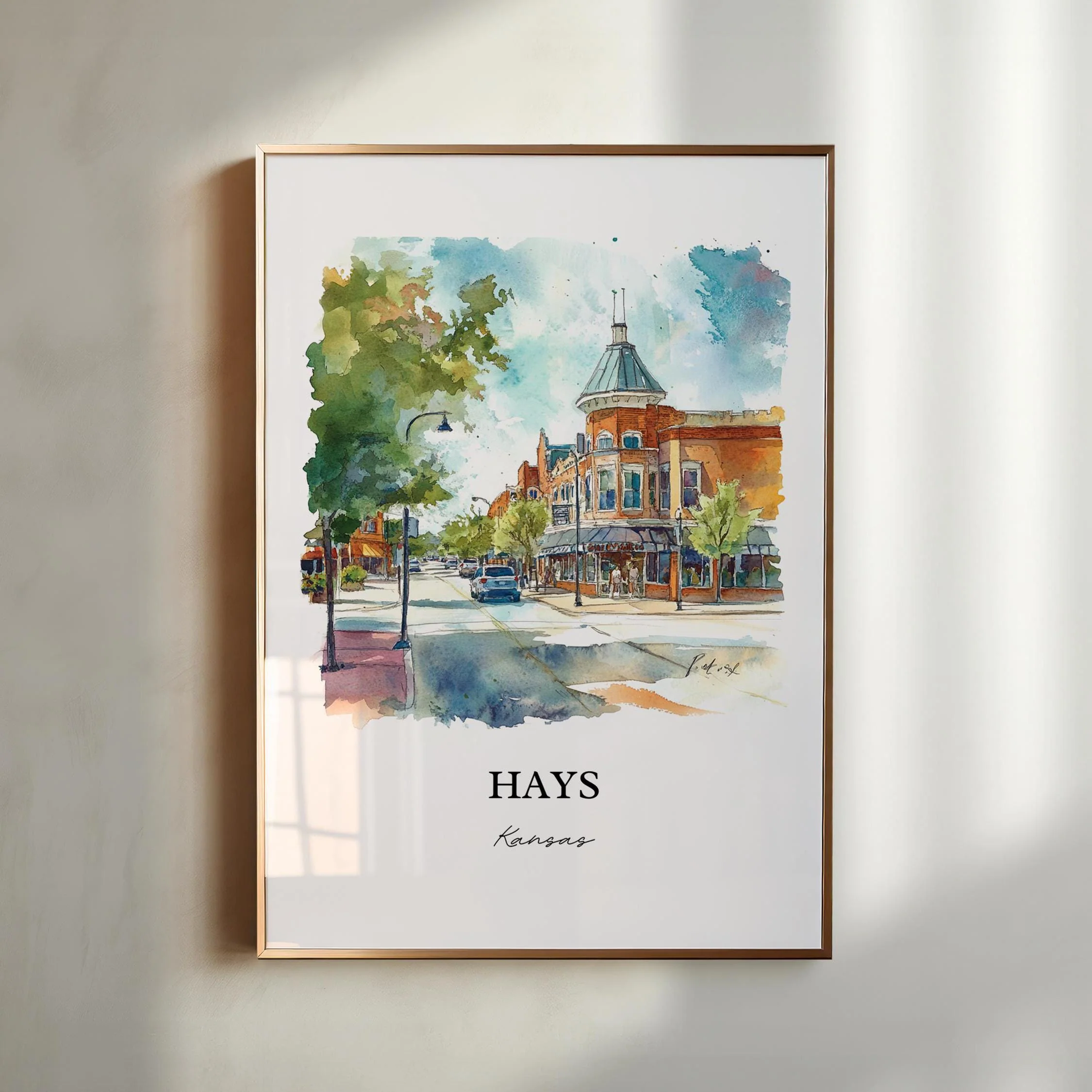 Hays, Kansas, USA – Watercolor Art Print