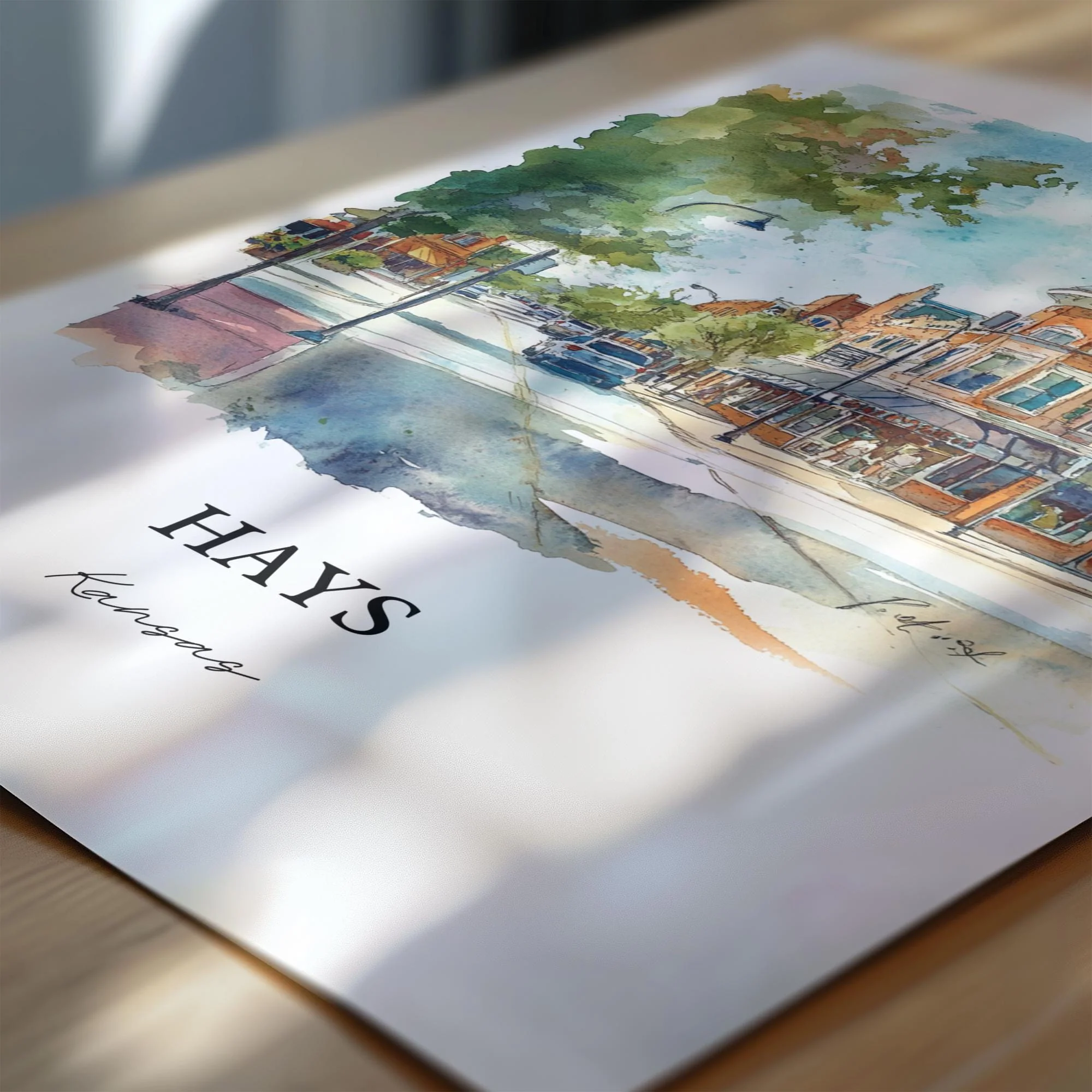 Hays, Kansas, USA – Watercolor Art Print - Image 2